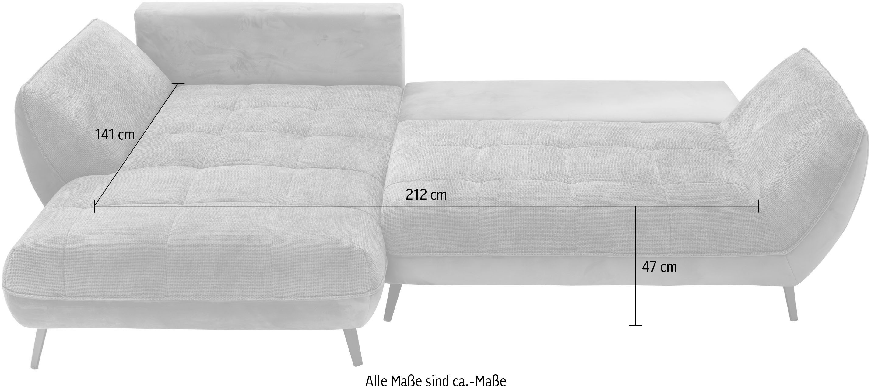 exxpo - sofa fashion Hoekbank Midway met eenvoudige Easy-Lift bedfunctie, comfortabel en modern