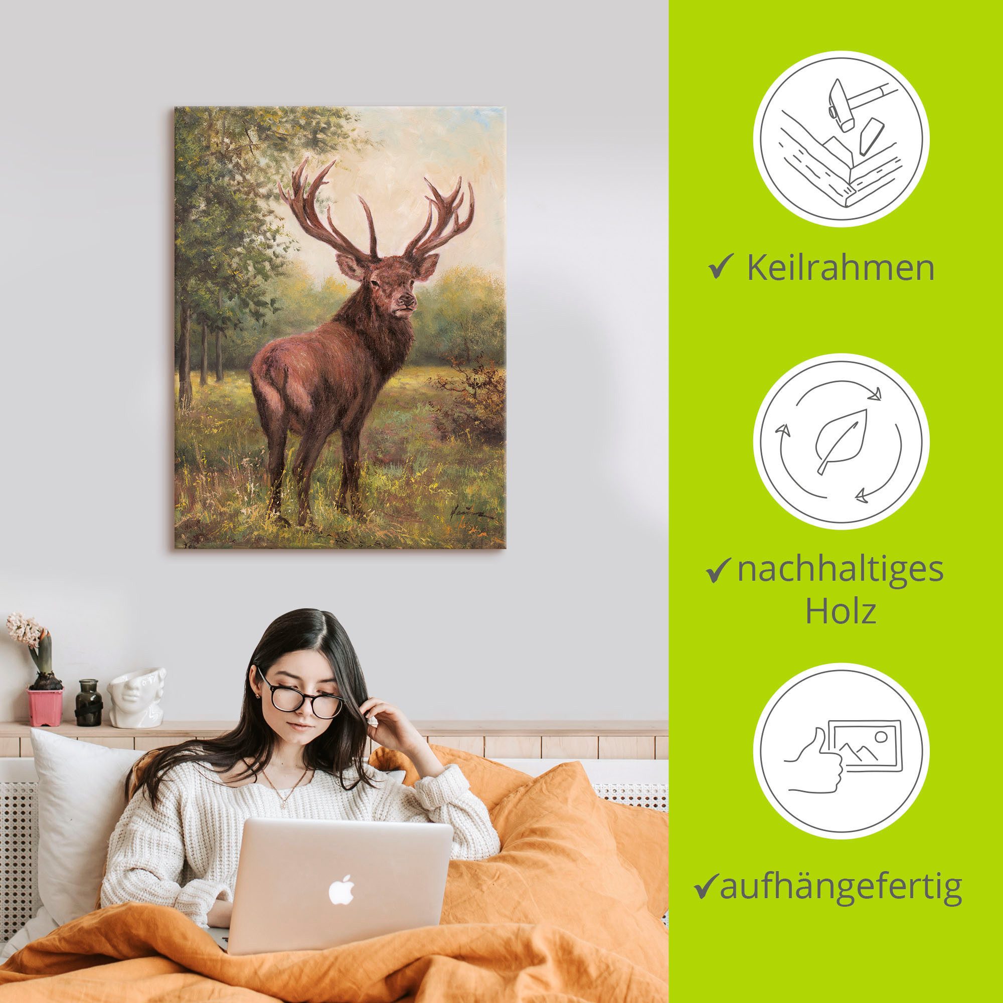 Artland Artprint Edelhert als artprint op linnen, poster, muursticker in verschillende maten