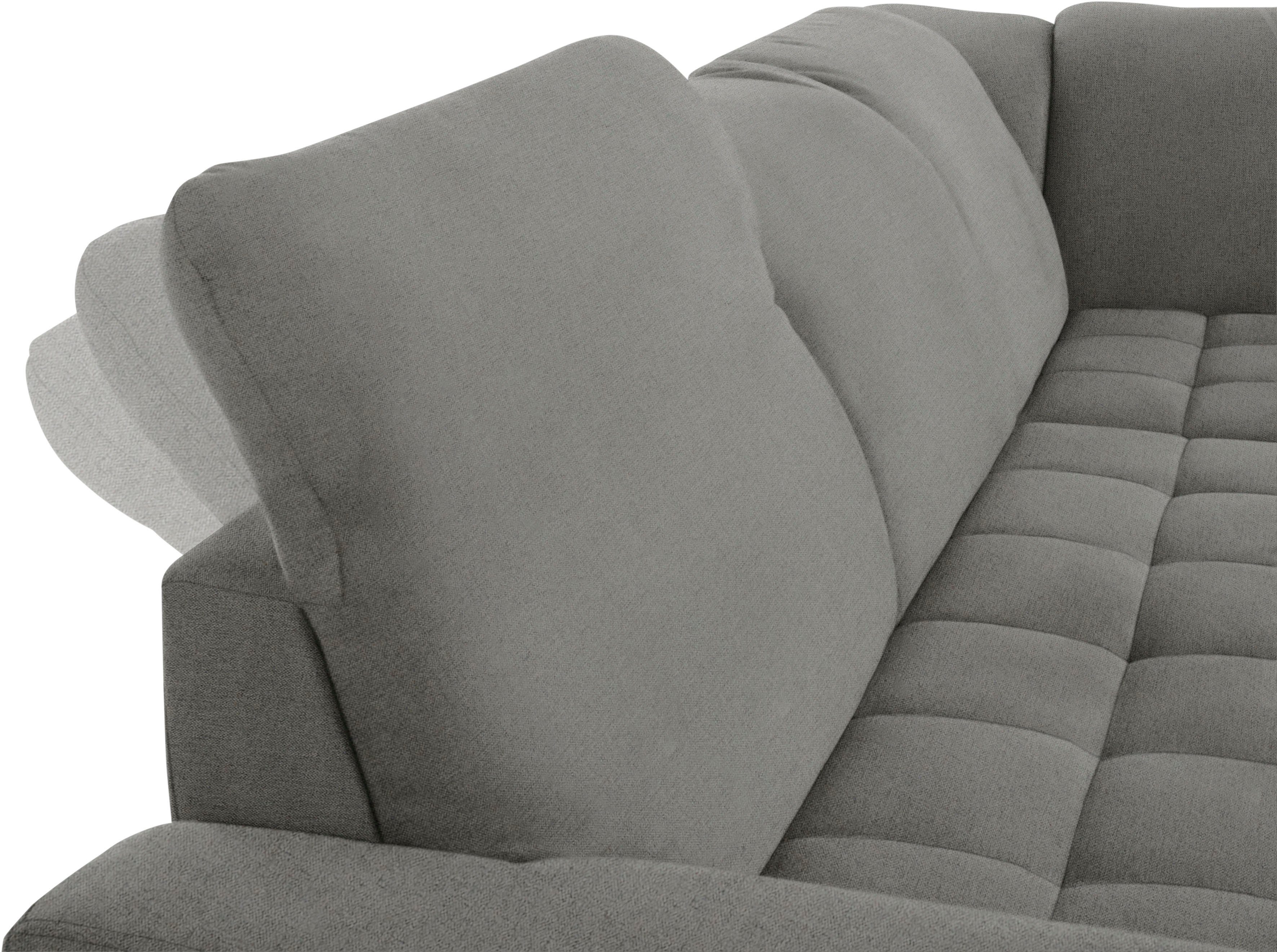 DOMO collection Hoekbank Franzi, zeitlos und elegant, moderne Sitzheftung, L-Form naar keuze met verstelbare hoofdsteun (dan breedte: 275 cm)