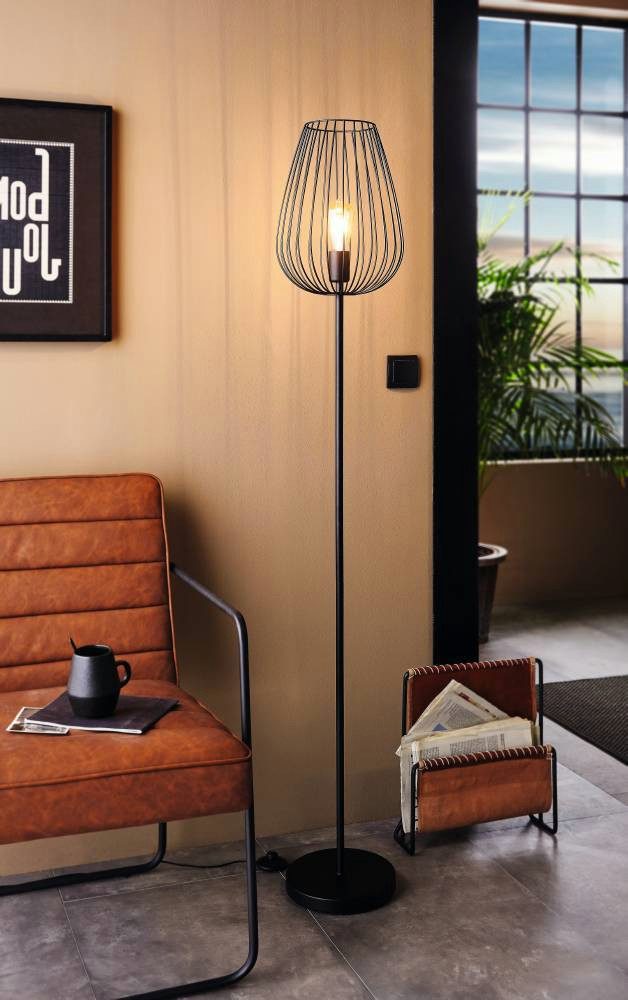EGLO Staande lamp NEWTOWN vloerlamp, zwart, staal, E27, schakelaar