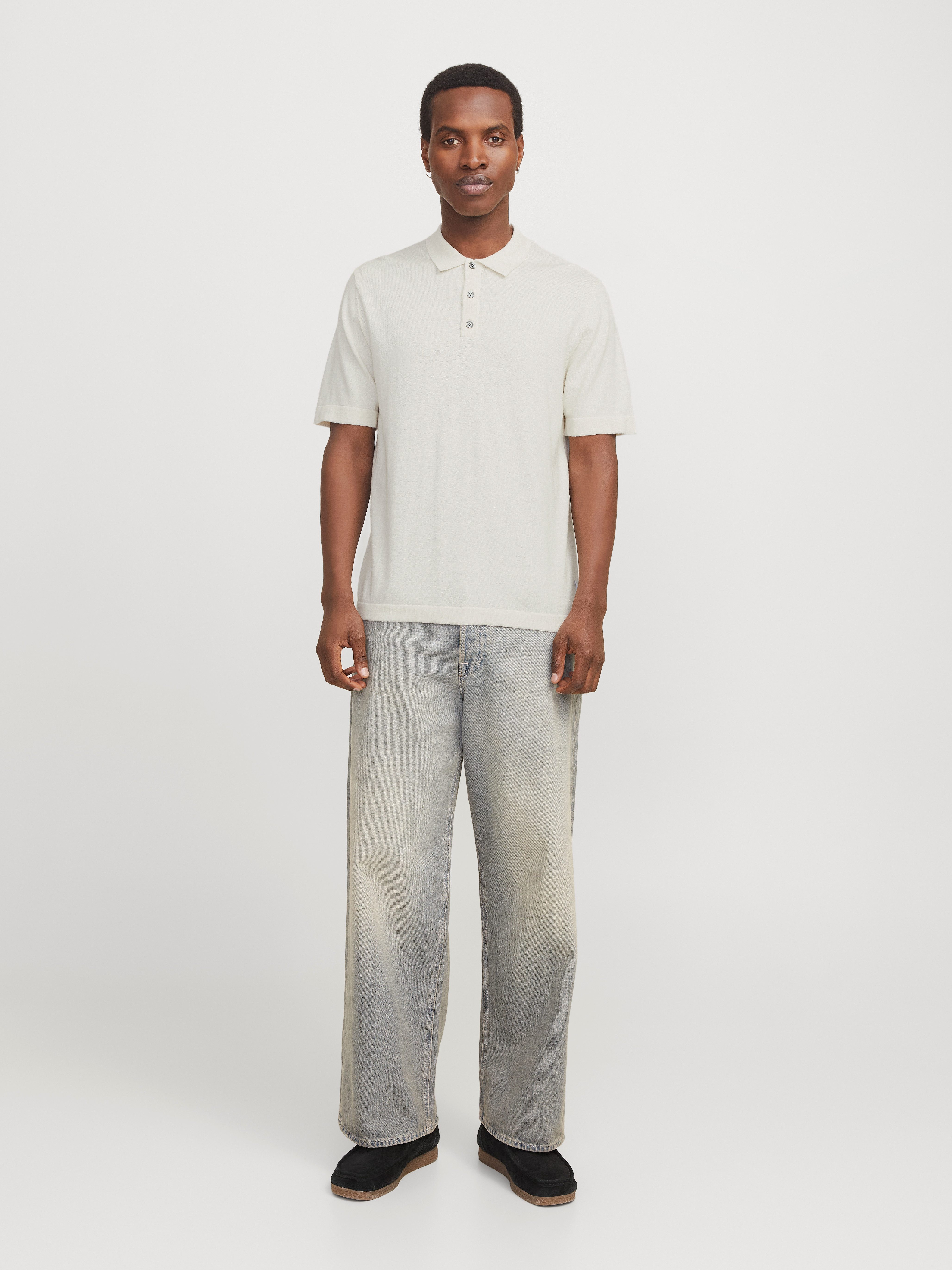 Jack & Jones Trui met korte mouwen JJEEMIL KNIT RELAXED POLO SS SN