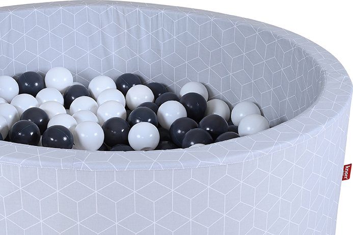 Knorrtoys® Ballenbak Soft, Cube Grey met 300 ballen grijs/crème, made in europe