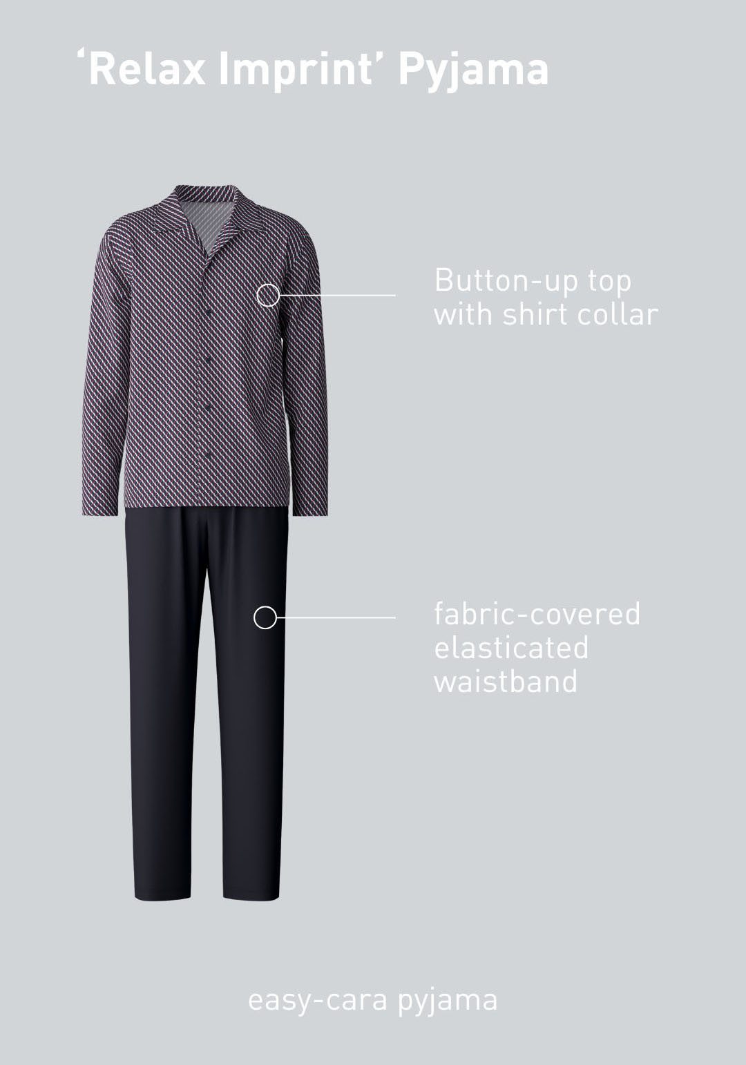 CALIDA Pyjama Relax Imprint met fijne, gladde stof voor verhoogd comfort (2-delig)