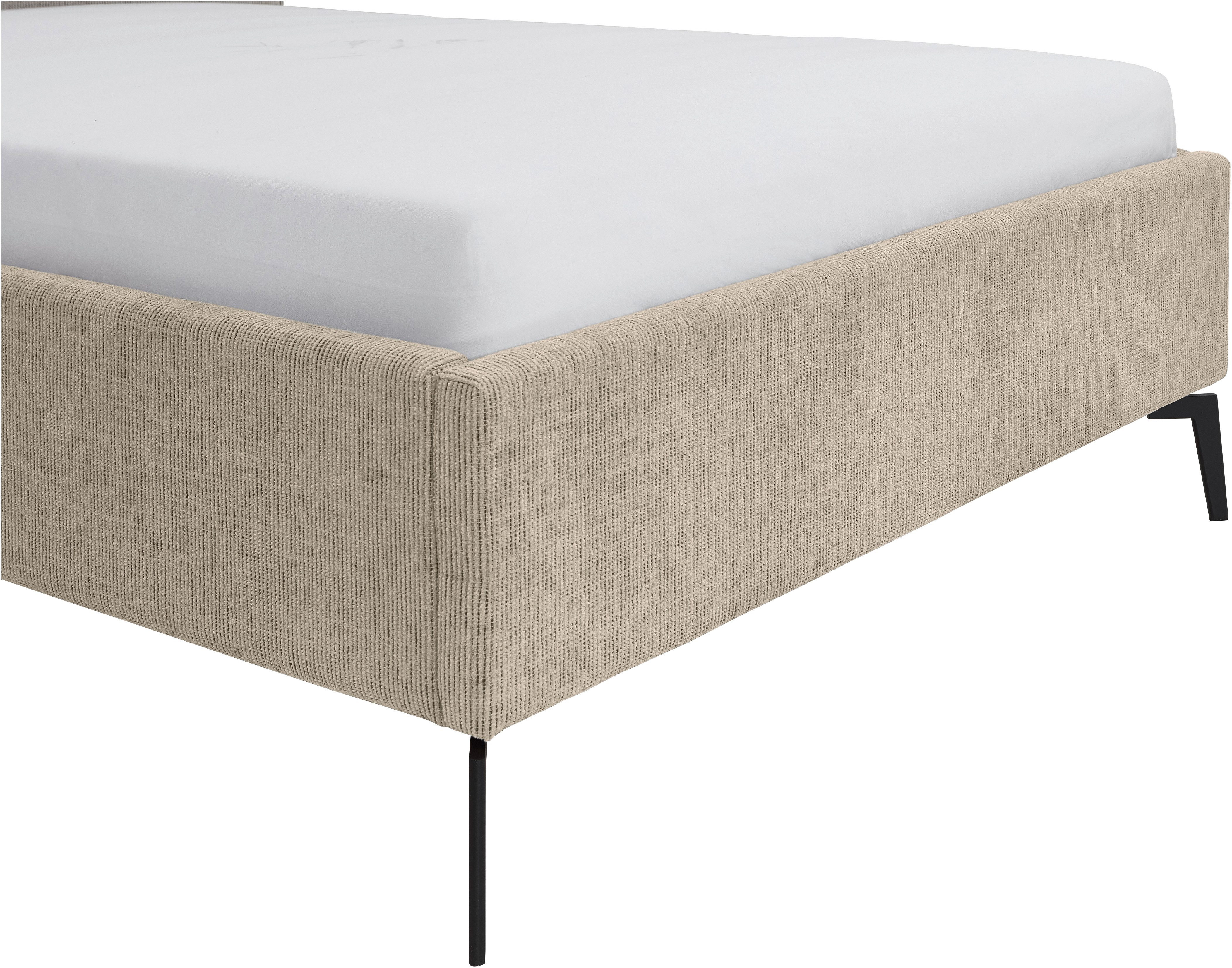 meise.möbel Gestoffeerd bed Riva II met zwarte metalen poten, naar keuze met bedkist