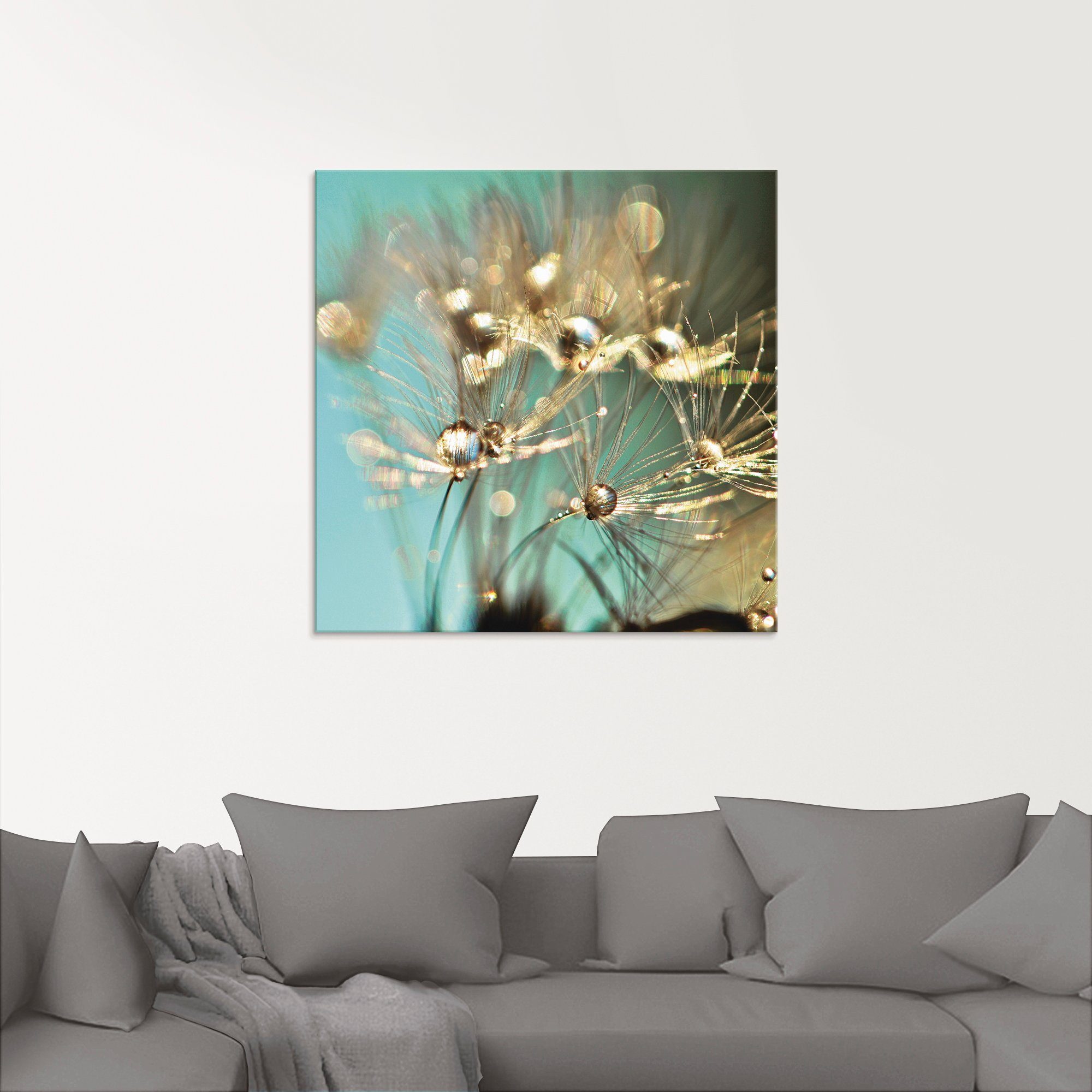 Artland Print op glas Pluizenbol glanzend goudkleur
