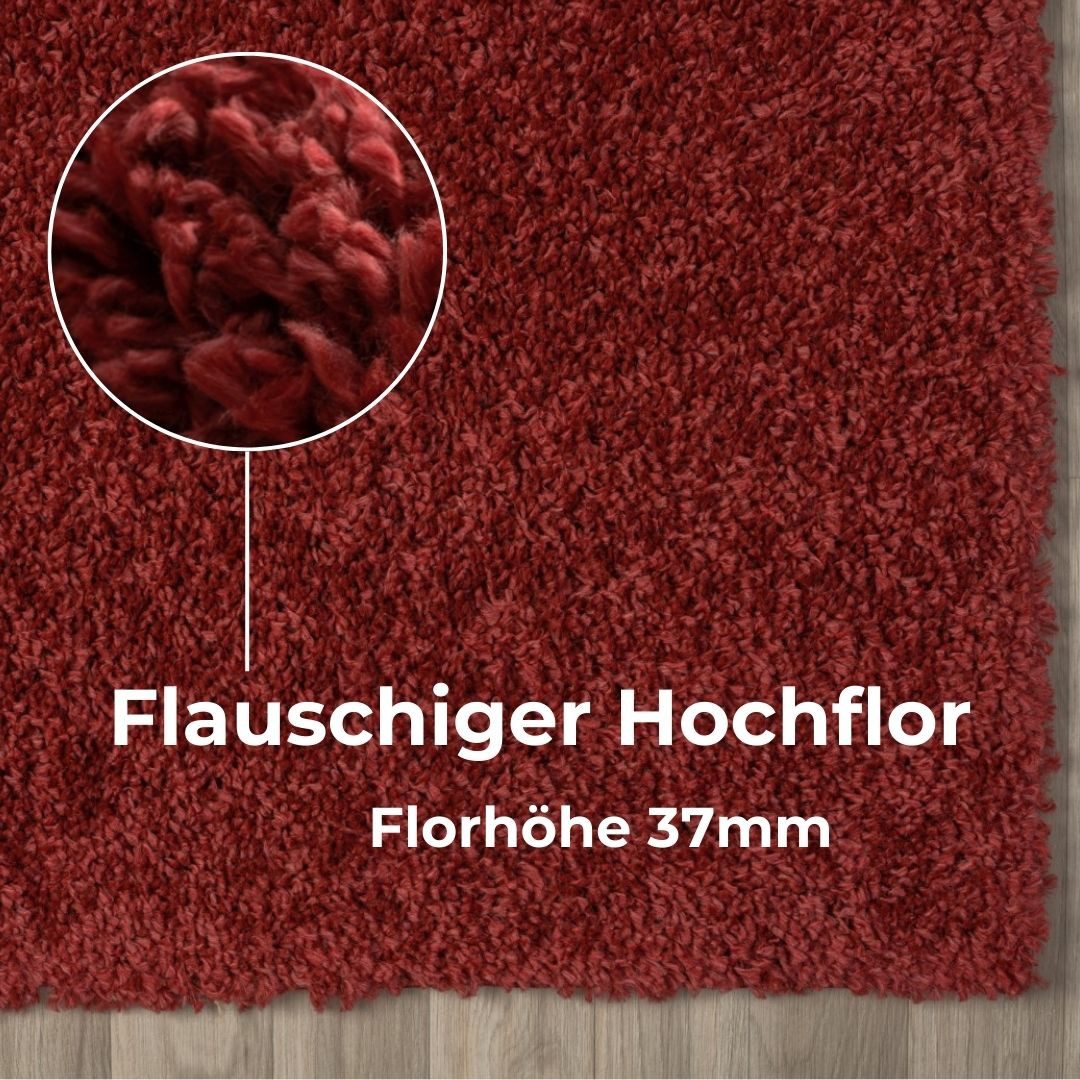my home Hoogpolig vloerkleed Banji Uni-kleuren, zacht en fluffy, ook als loper en in rond verkrijgbaar
