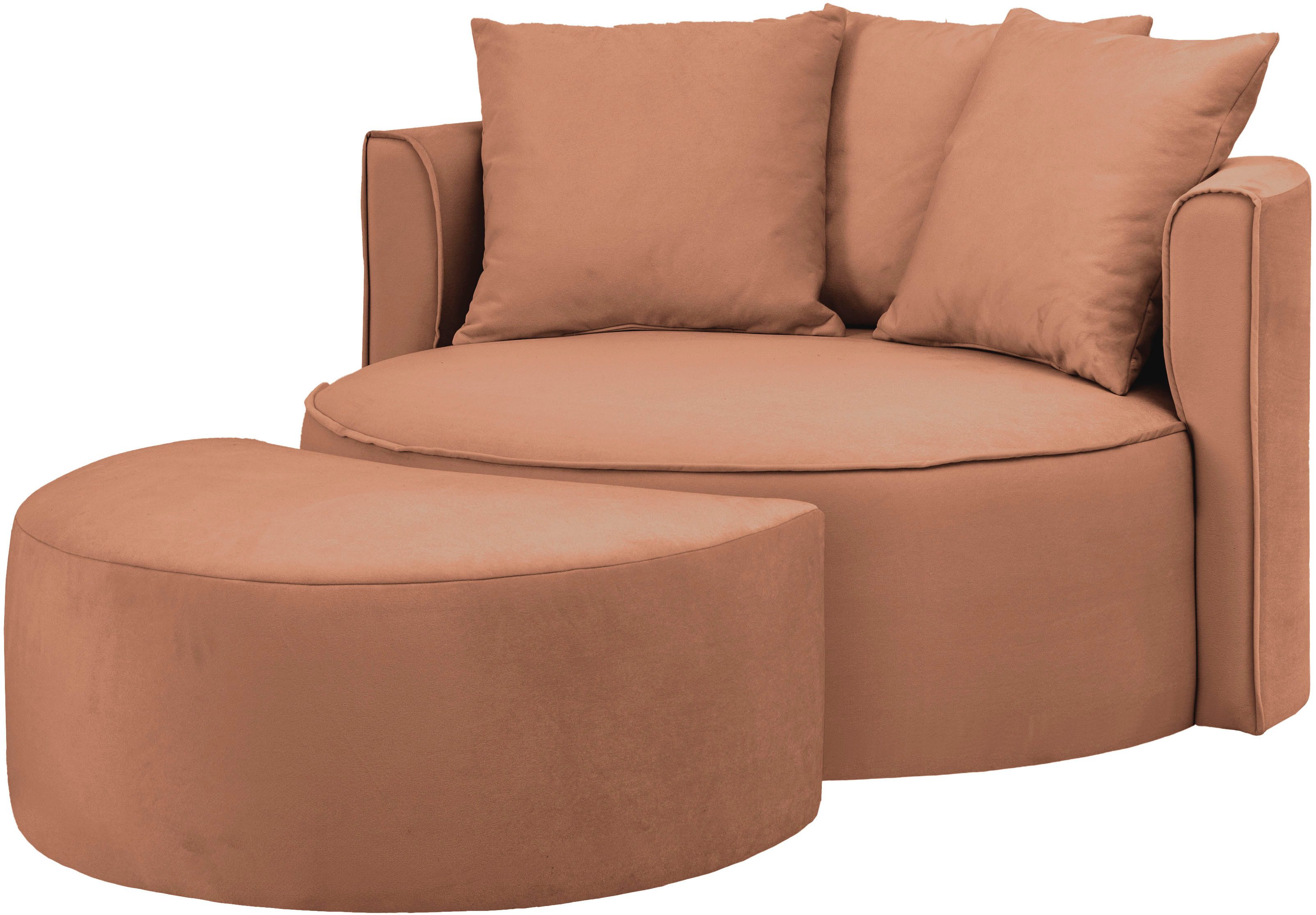 LeGer Home by Lena Gercke XXL-fauteuil Isalie, ronde stoel met voetensteun, leesstoel, loveseat, grote stoel (set)