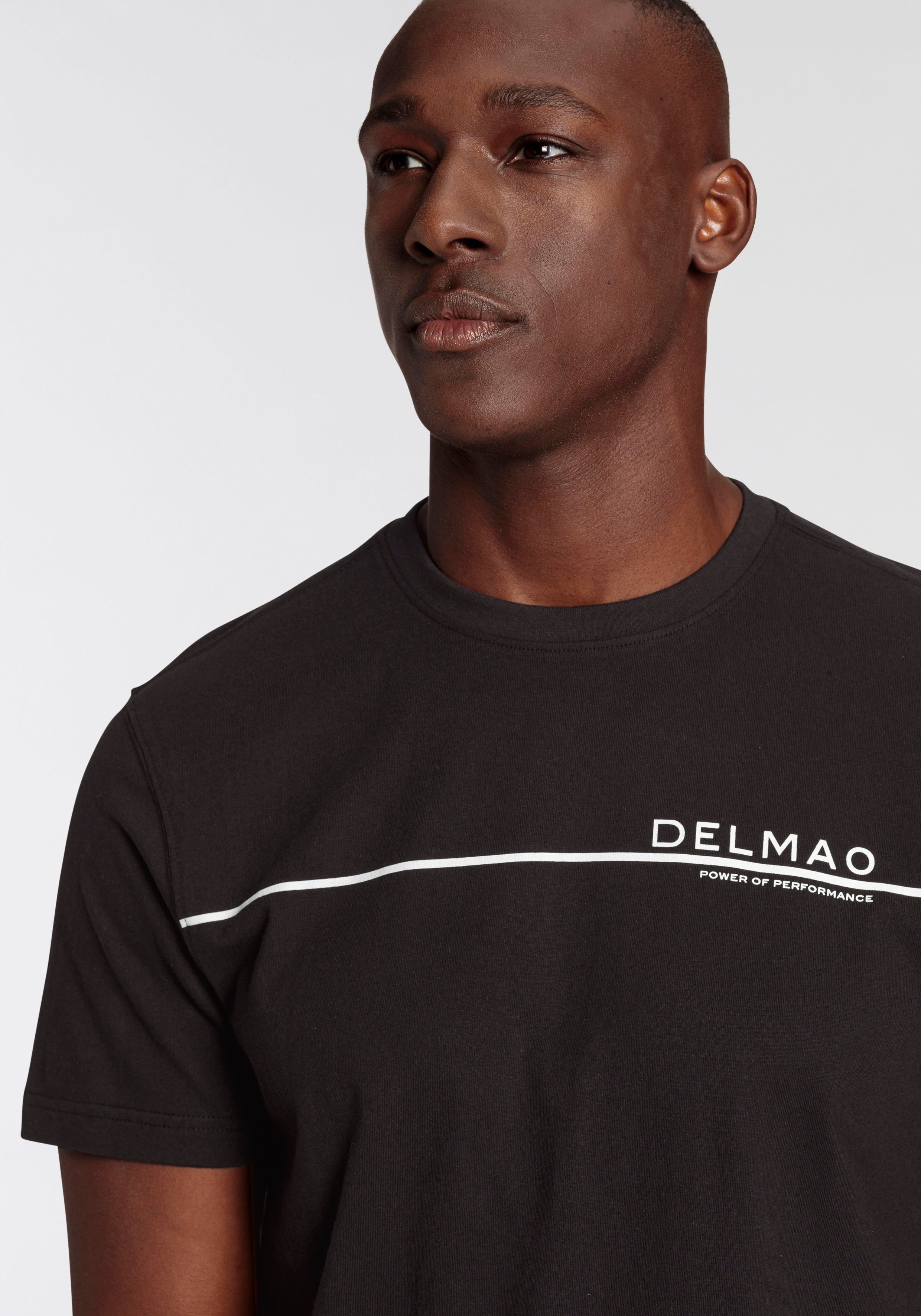 DELMAO T-shirt Korte mouw, met coole print, ronde halslijn, van 100% katoen heren t-shirts maat XXXL zwart