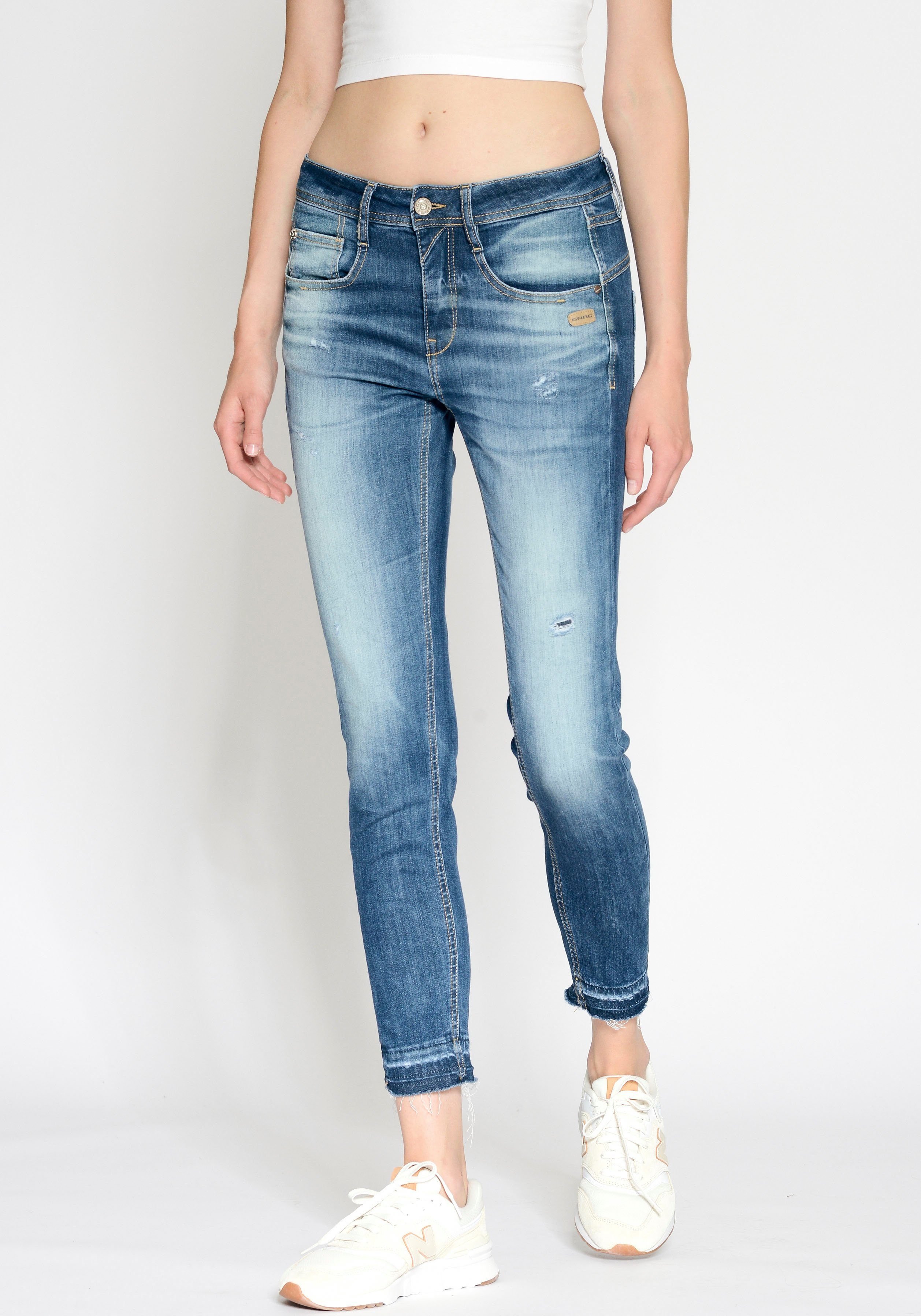 GANG Relax fit jeans 94AMELIE CROPPED met gerafelde zoomrand