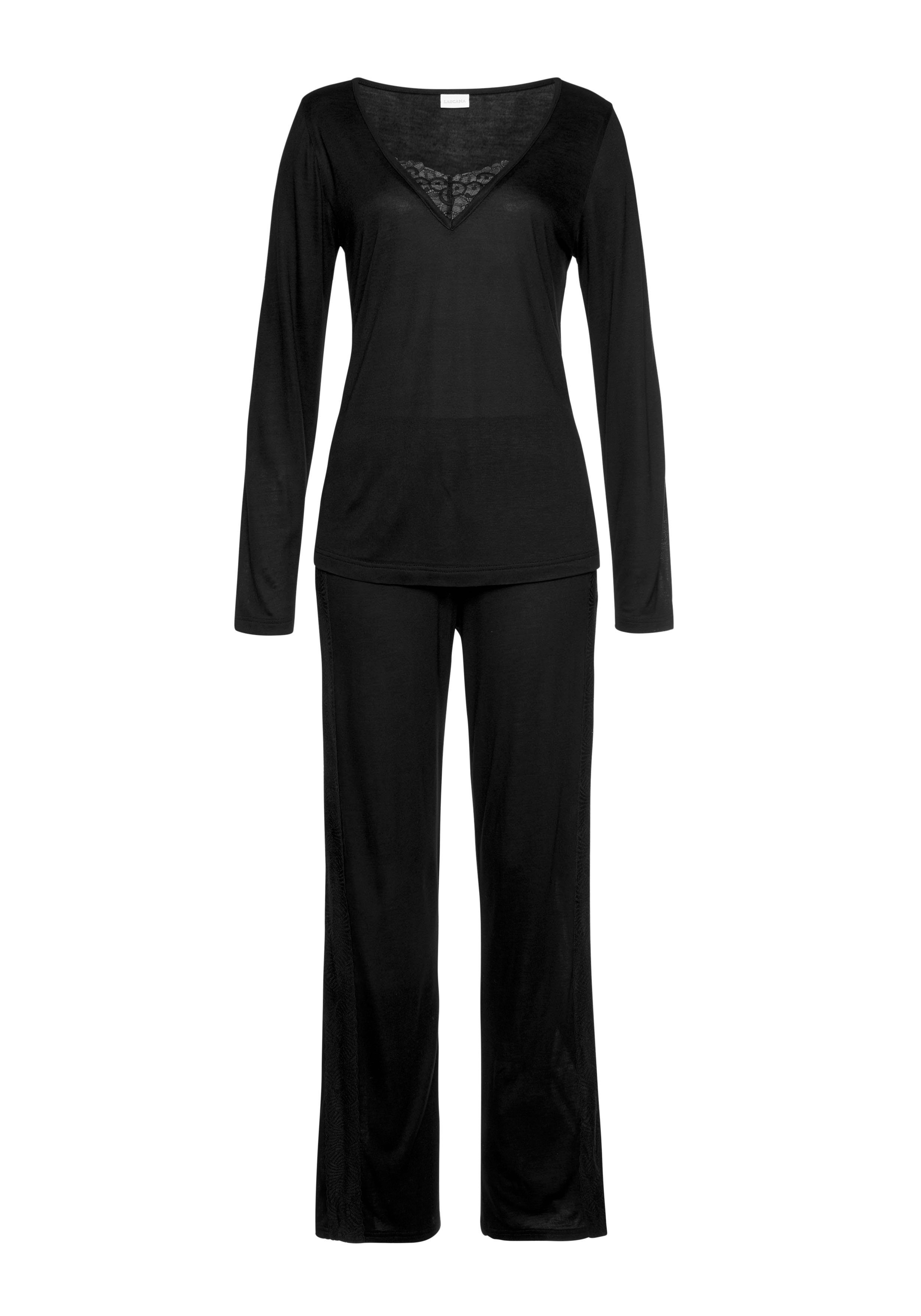 Lascana Pyjama met details van kant (2-delig, 1 stuk)
