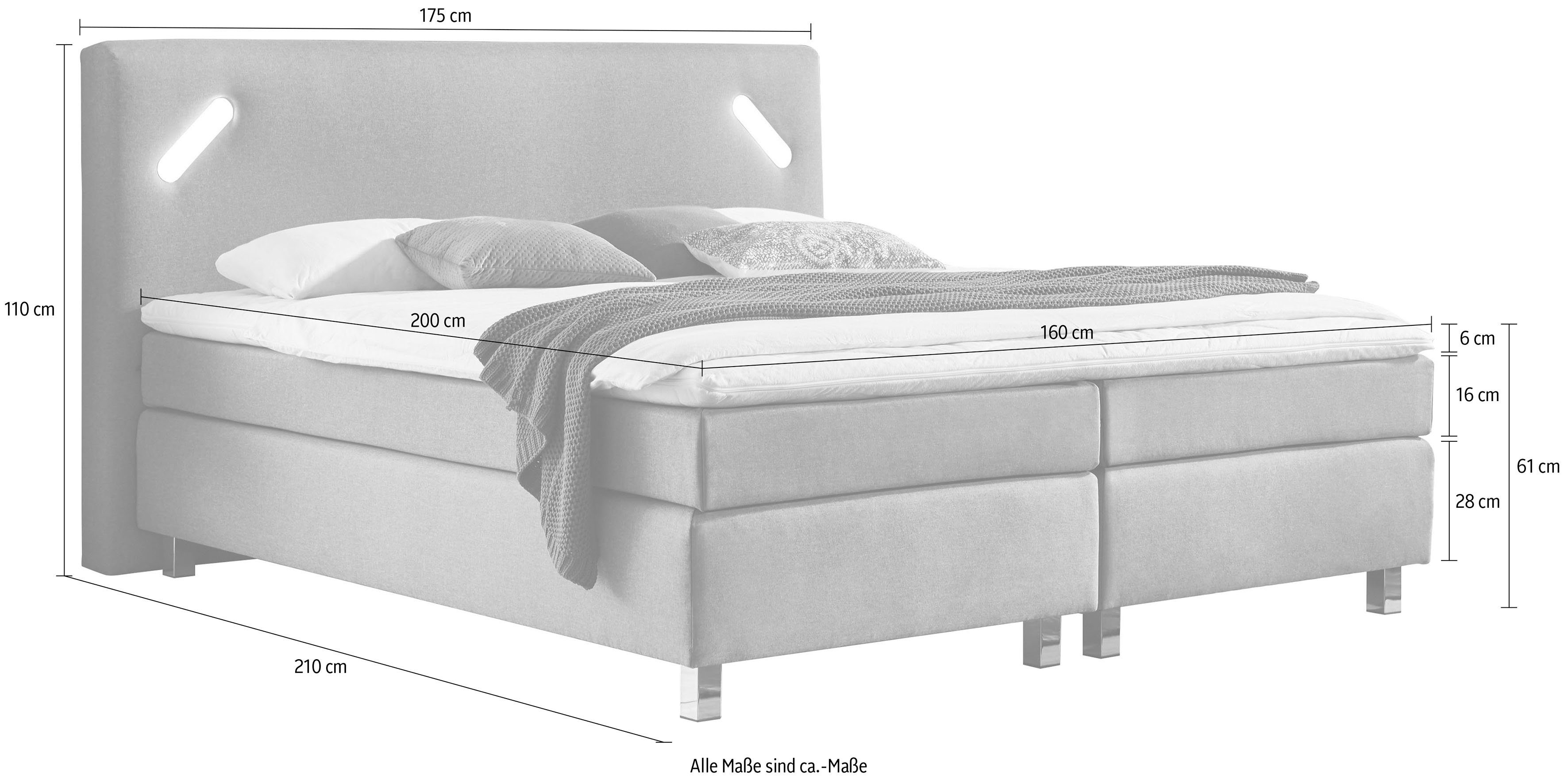 Westfalia Polsterbetten Boxspring met ledverlichting en topmatras
