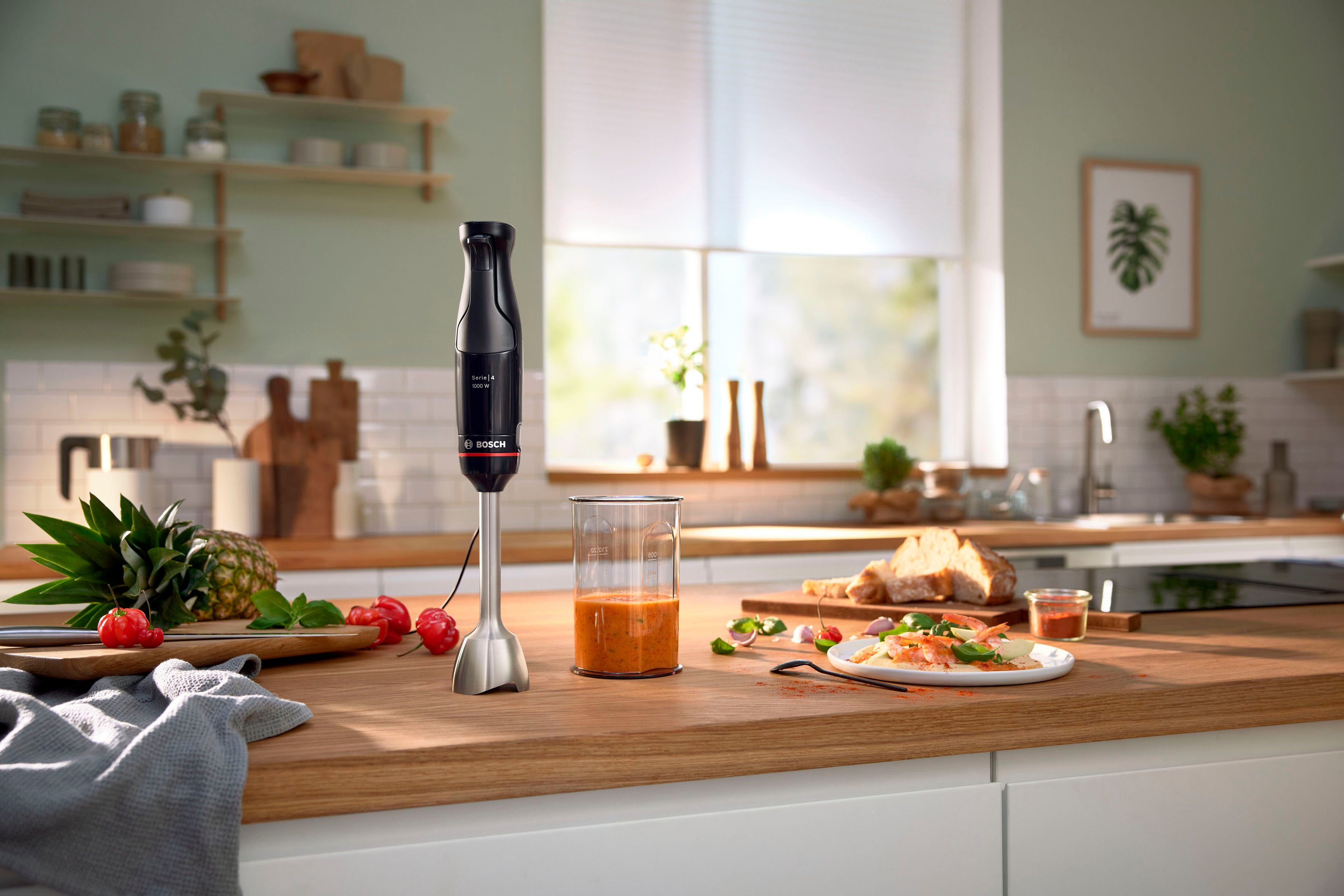 BOSCH Staafmixer ErgoMaster serie 4 MSM4B610, 4 messen, mixvoet roestvrij staal, zwart