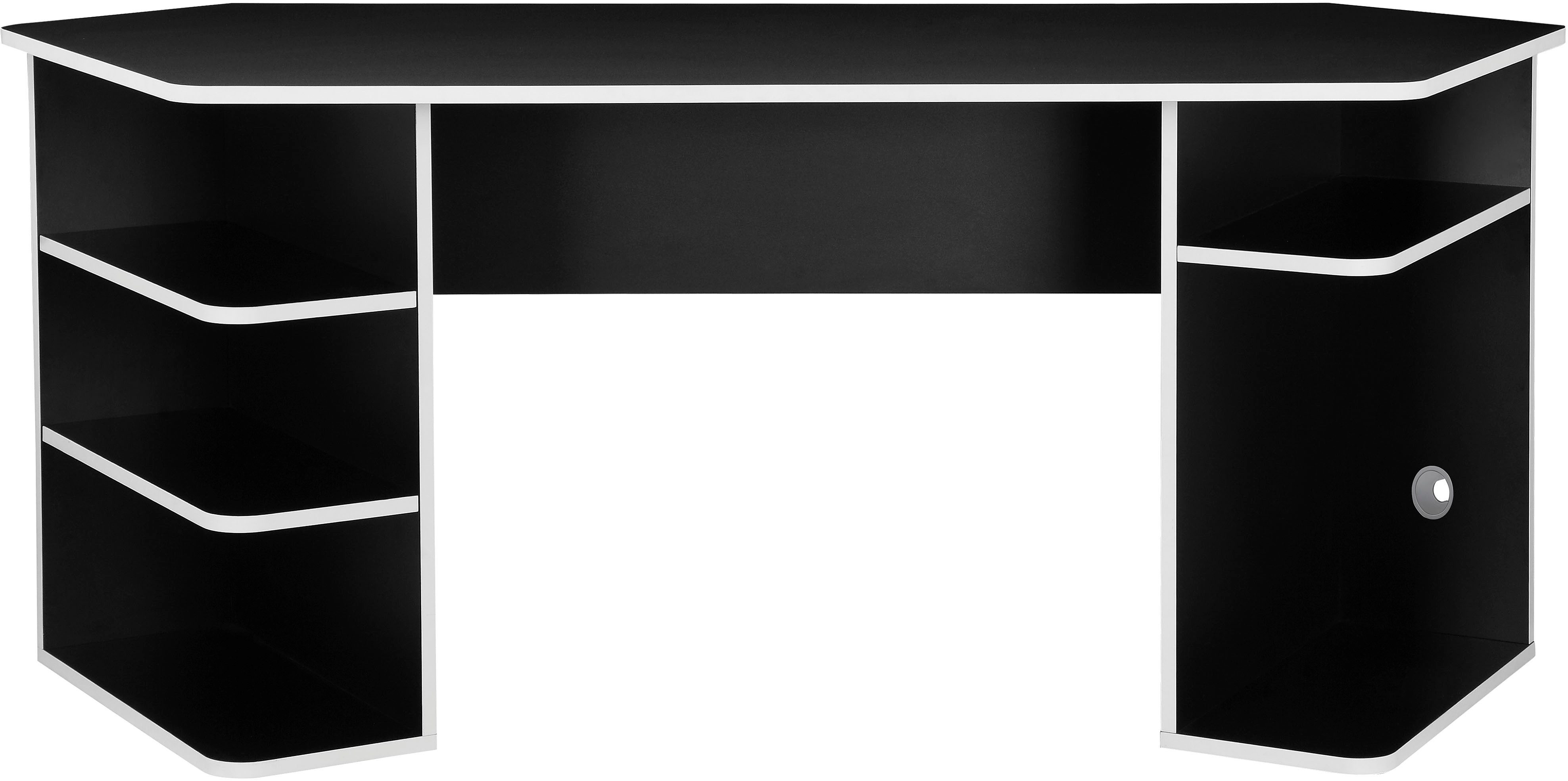 INOSIGN Gamingtafel Game, Computertisch, Hoekbureau , tower-vak, kabeldoorvoer, asymmetrisch ontwerp, breedte 180 cm