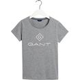 gant t-shirt met contrastkleurige logoprint grijs