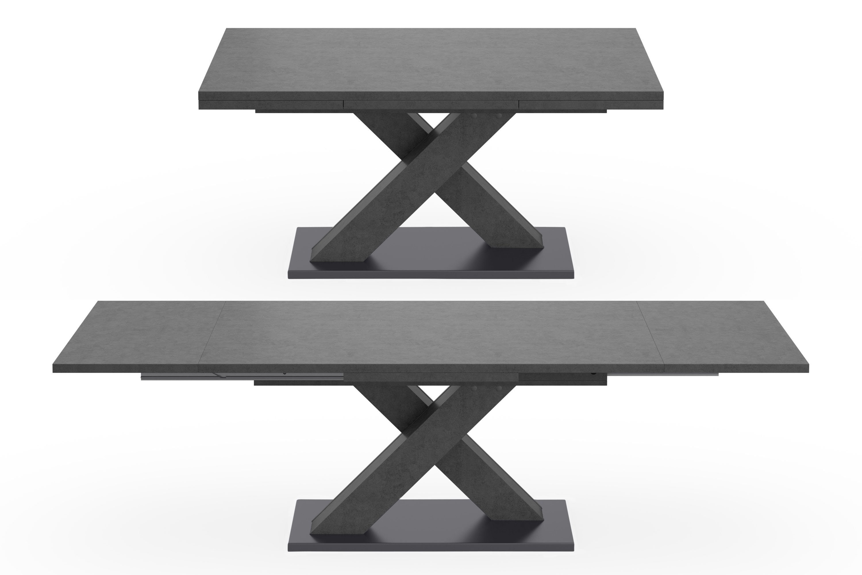 Mäusbacher Eettafel Comfort tafel TOPSELLER! Mäusbacher eettafel met X-frame en voetplaat. Breedte 160-260