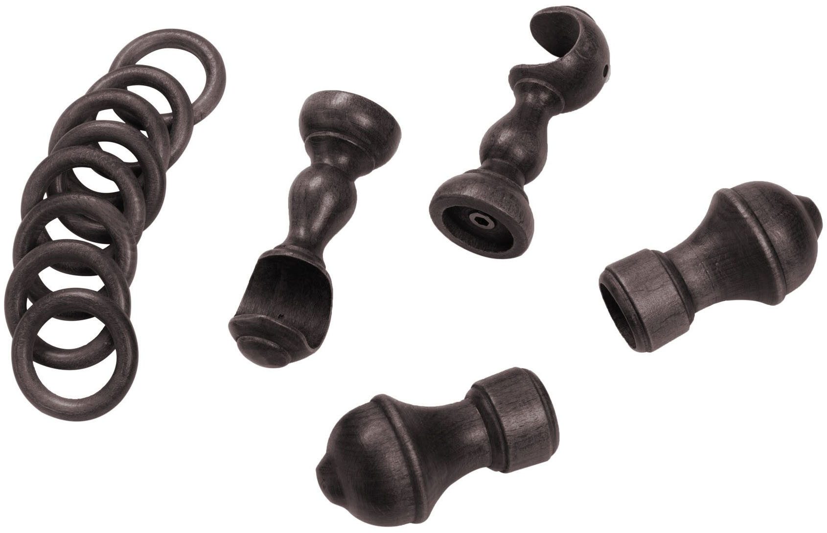 SN DECO GROUP Gordijnroede Ares 28 mm, hout, verschillende lengtes en kleuren, compleet set