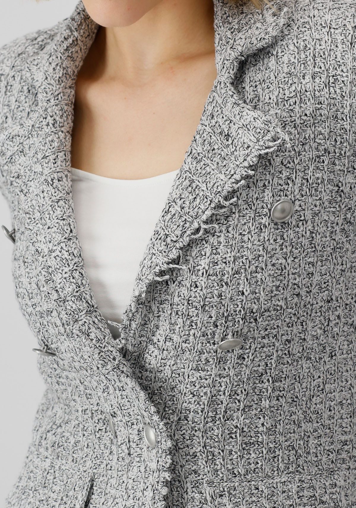 Monari Korte blazer Jas gebreide blazer tweed