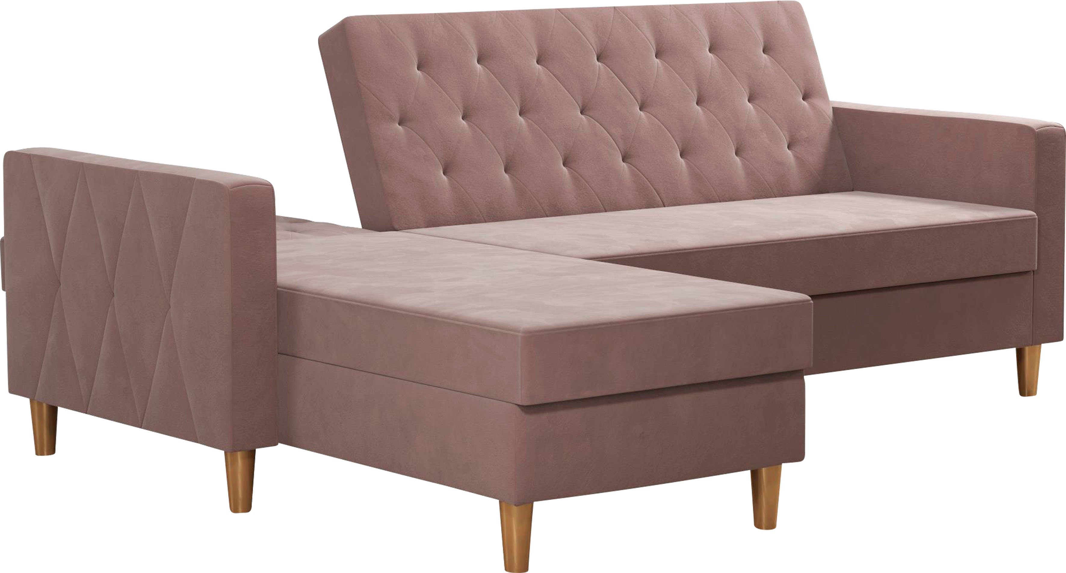 CosmoLiving by Cosmopolitan Hoekbank Liberty, L-vorm met slaapfunctie, récamier aan beide kanten te monteren, zithoogte 43 cm