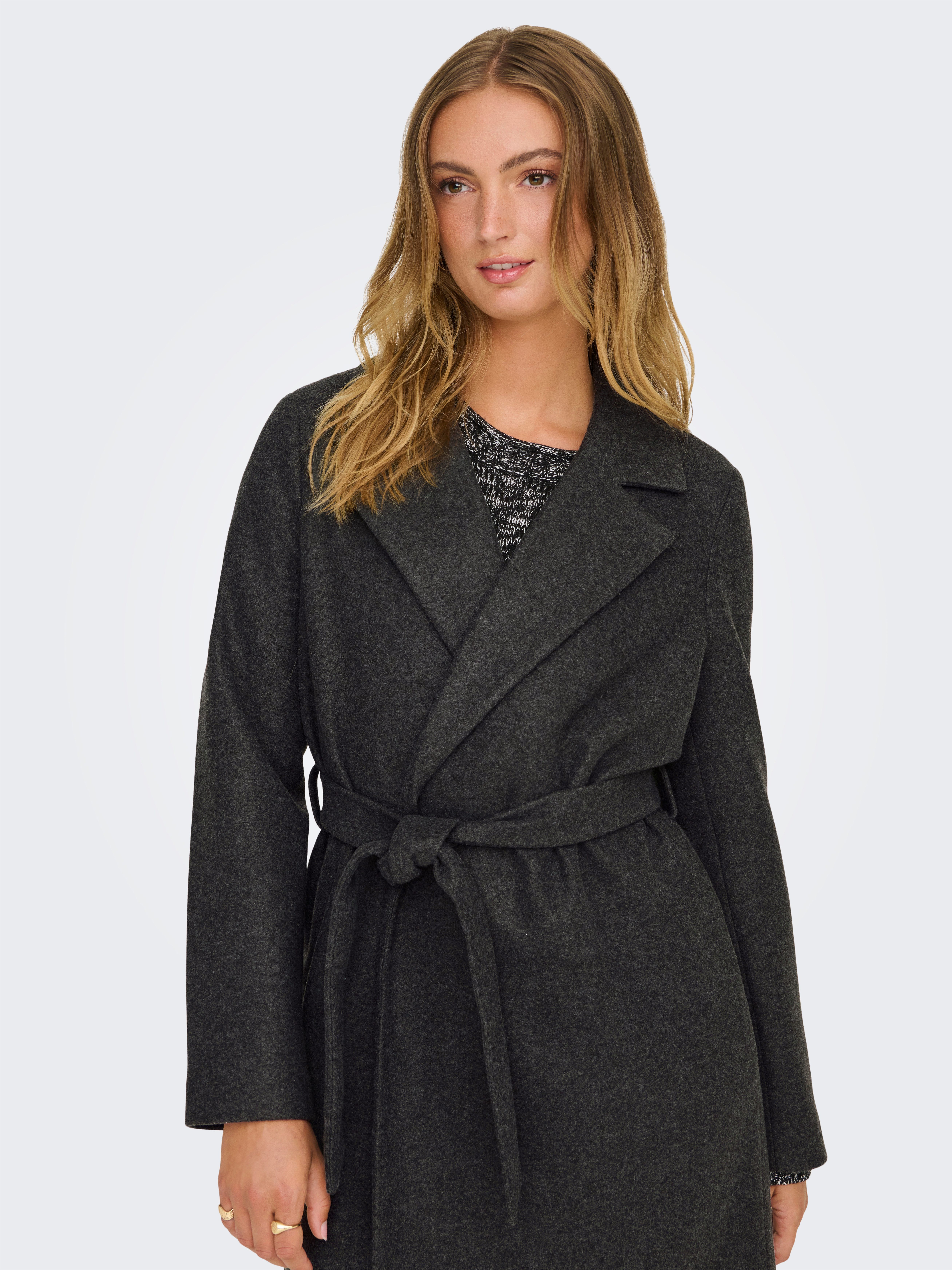 Only Lange jas ONLALVILDA LIFE WRAP COAT OTW
