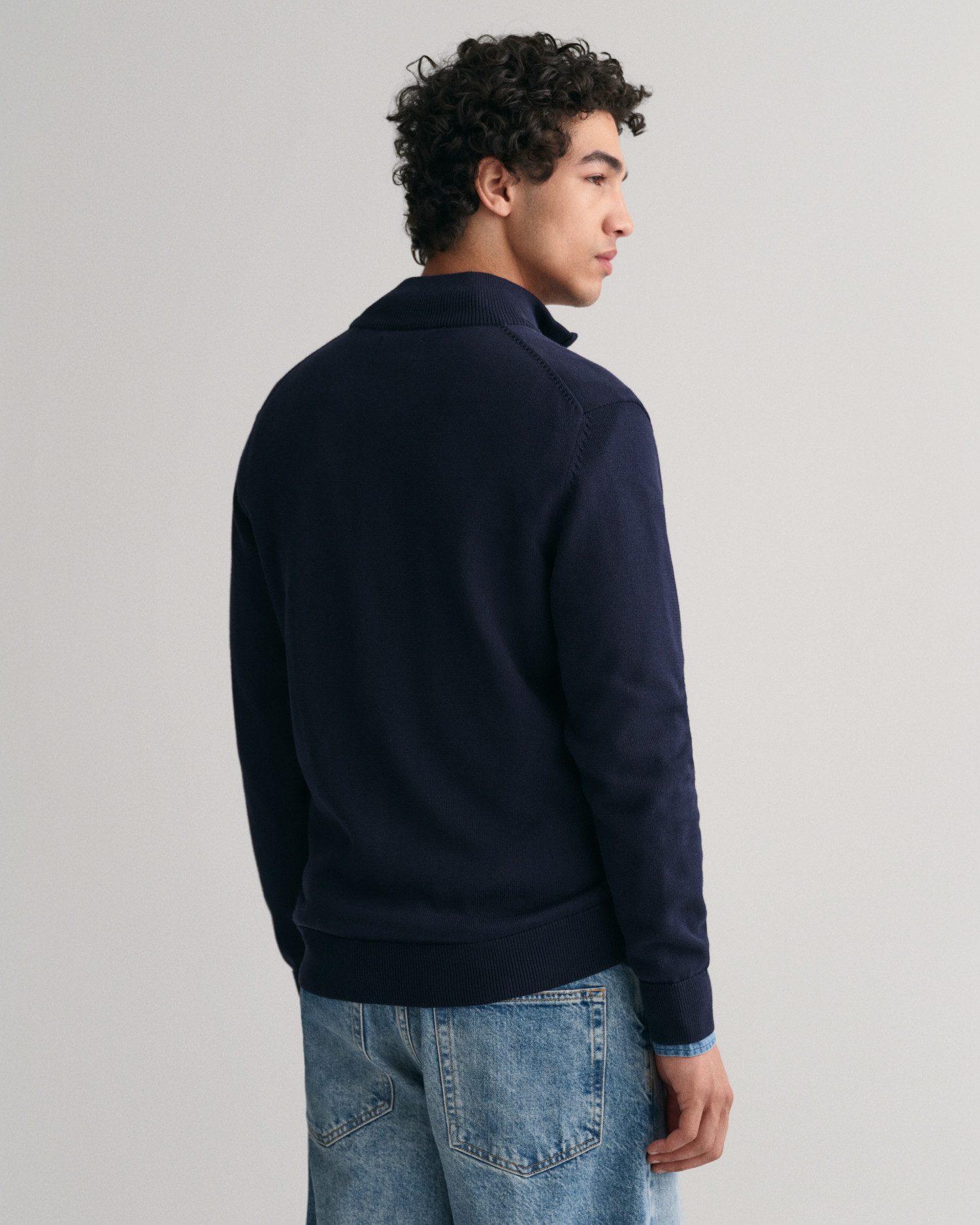 Gant Cardigan CASUAL COTTON ZIP CARDIGAN Met ribbels aan opstaande kraag, mouwen en zoom
