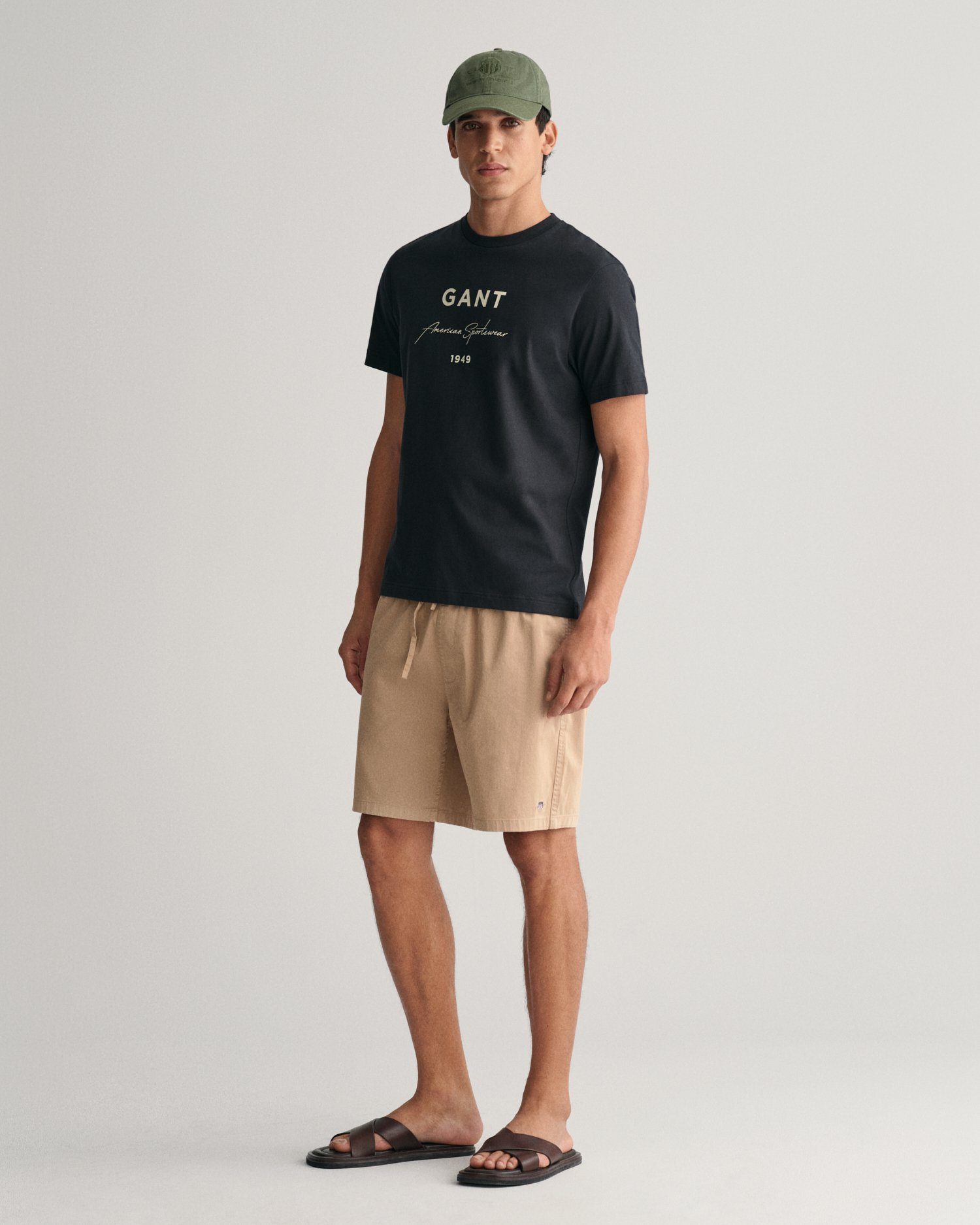 Gant Short DRAWSTRING LOGO SHORTS met elastische band en rijgkoord heren bermuda broeken maat 5XL bruin