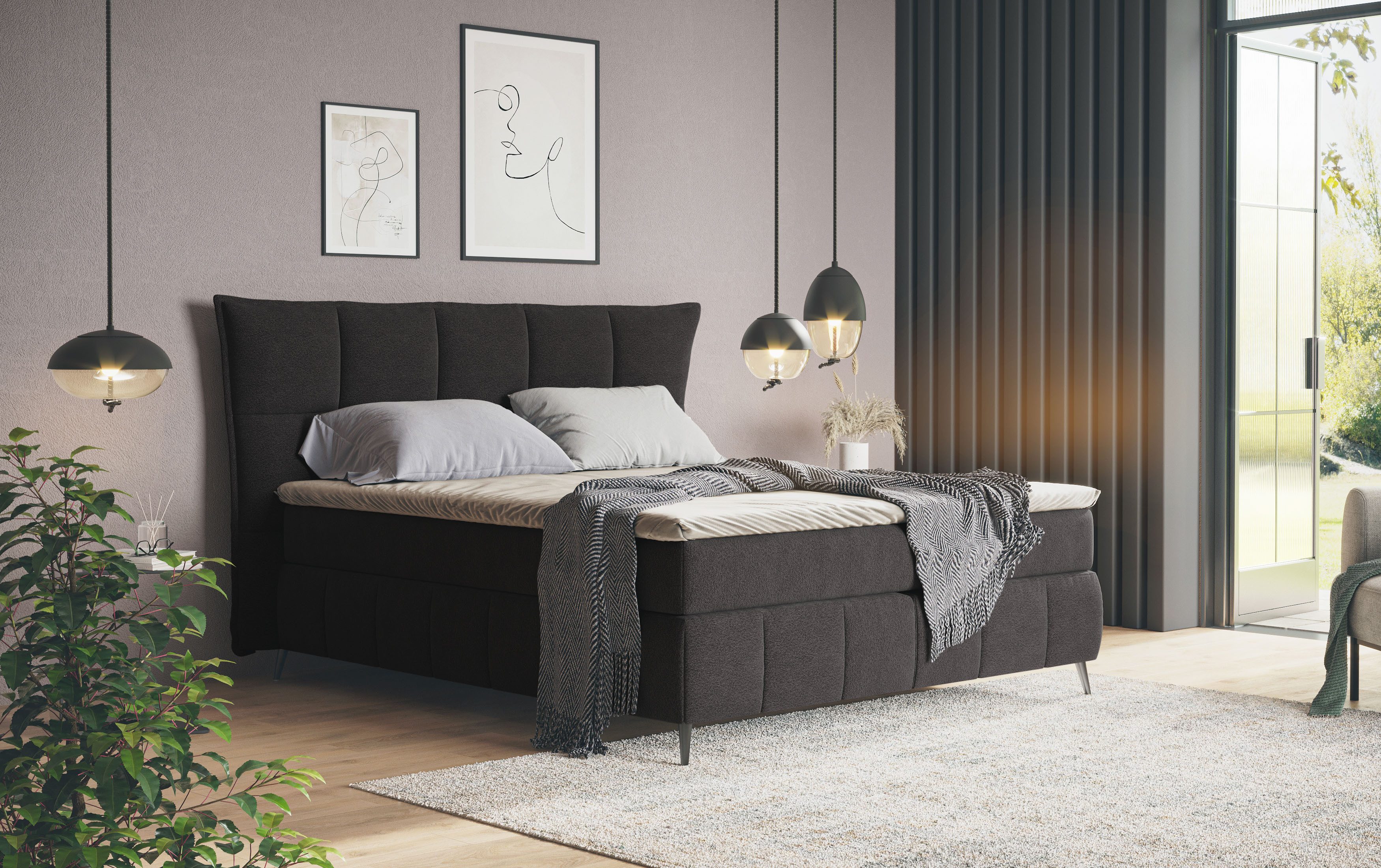 COTTA Boxspring Sarah inclusief topper, 2 matraskernen, hardheden h2, h3 of h4