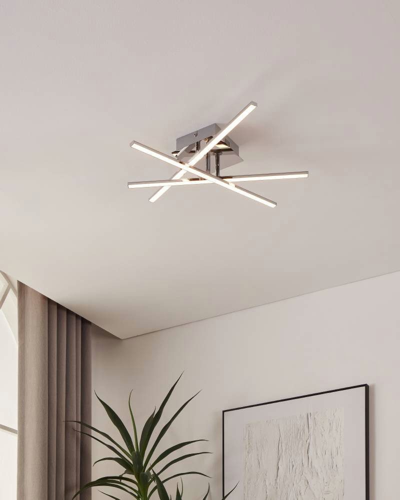 EGLO Plafondlamp LASANA 1 plafondlamp, chroom, wit, slank ontwerp, woonkamerlamp