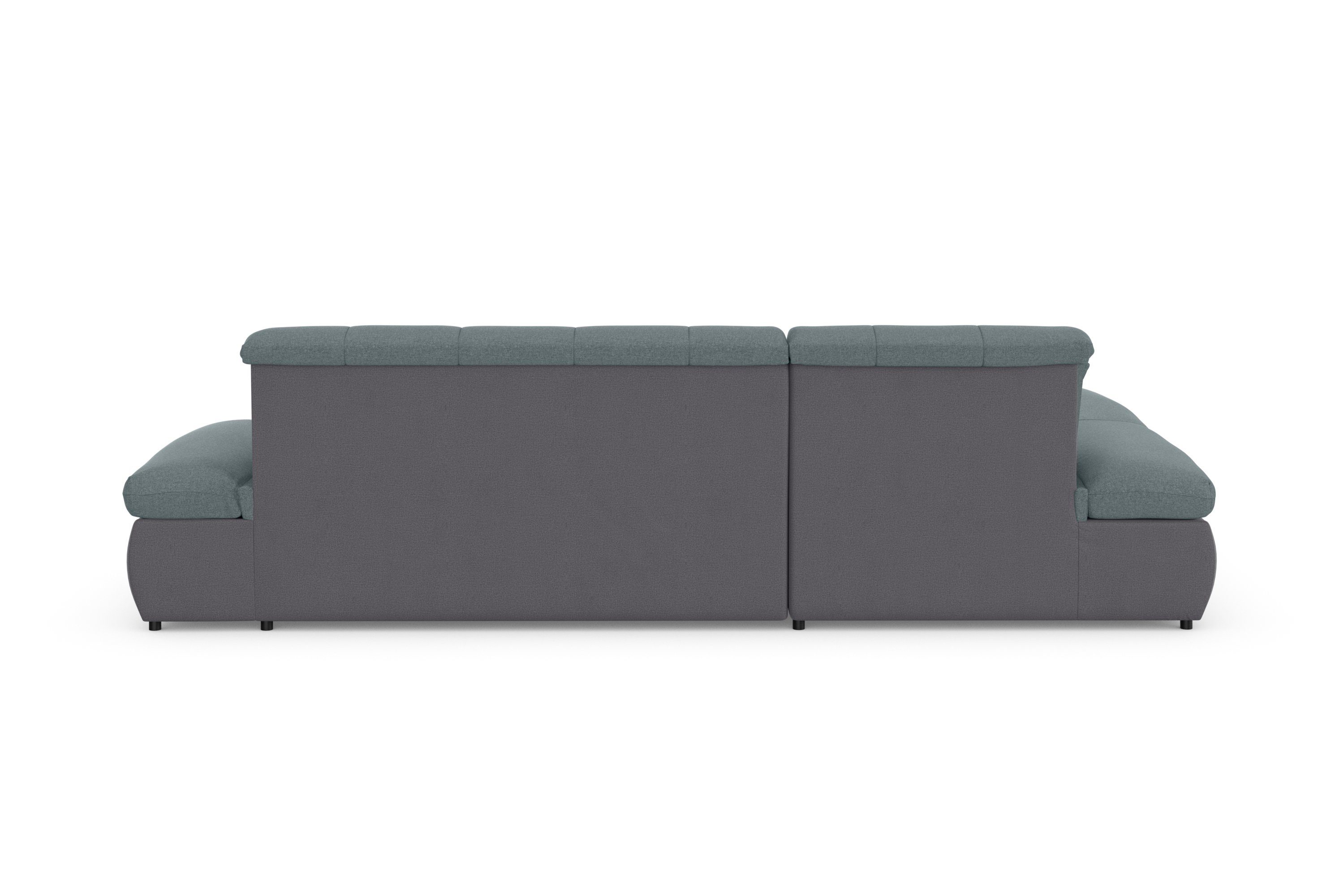 DOMO collection Hoekbank Moric, L-vorm, XXL-bank - Breedte 300cm keuze met bedfunctie en armleuningverstelling, donkergroen