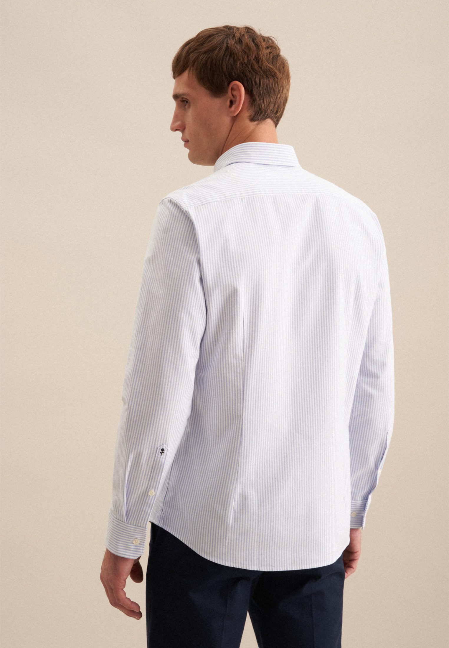 seidensticker Businessoverhemd Slim 1/1 Button-down kraag gestreept