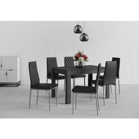 my home Eethoek Lynn + Brooke 4 stoelen met tafel in leisteenkleur, breedte 120 cm (set, 5-delig)