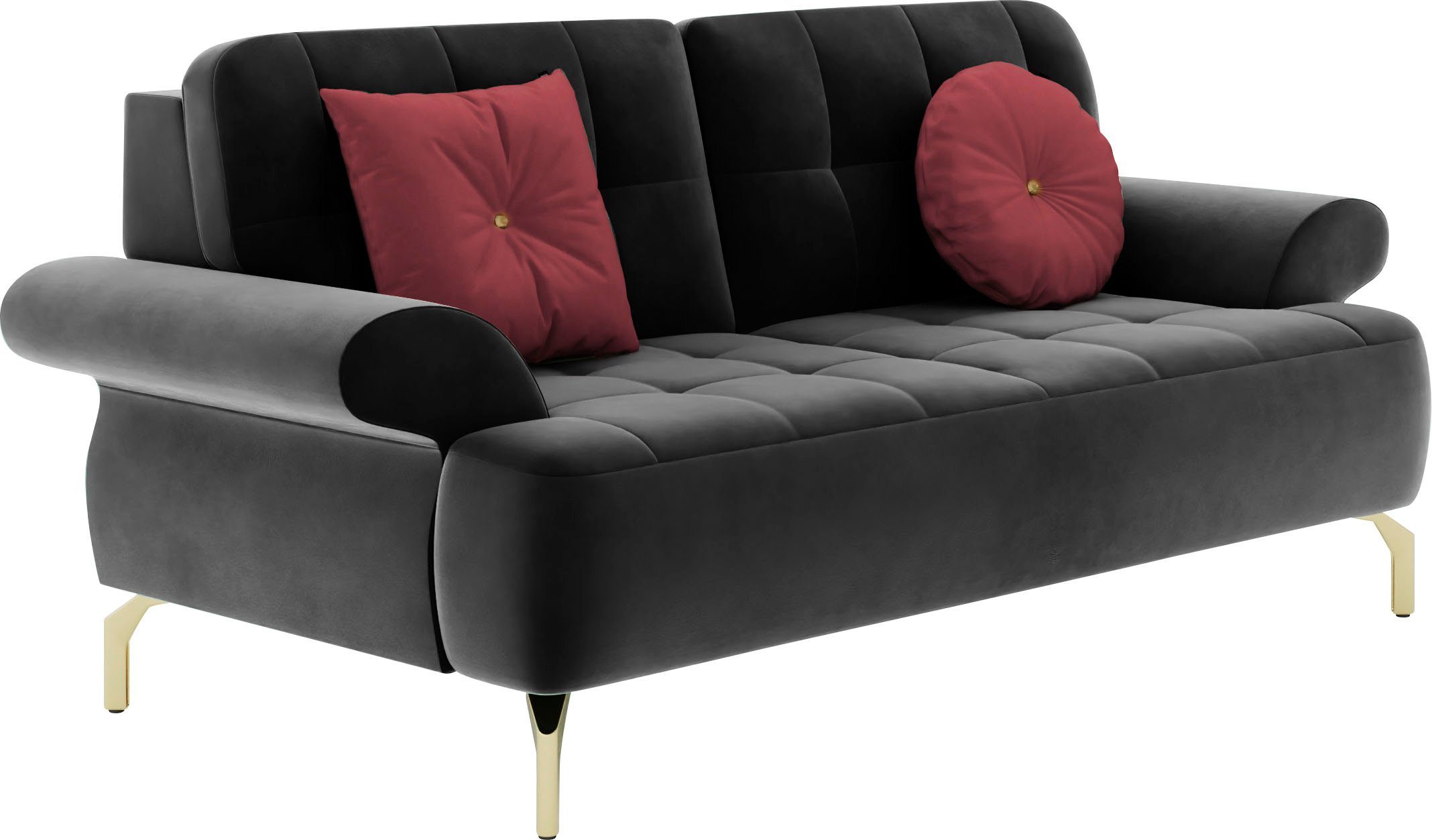 sit&more 2-zitsbank Orient 1 incl. 2 sierkussens met strassteentjes, goudkleurige metalen poten