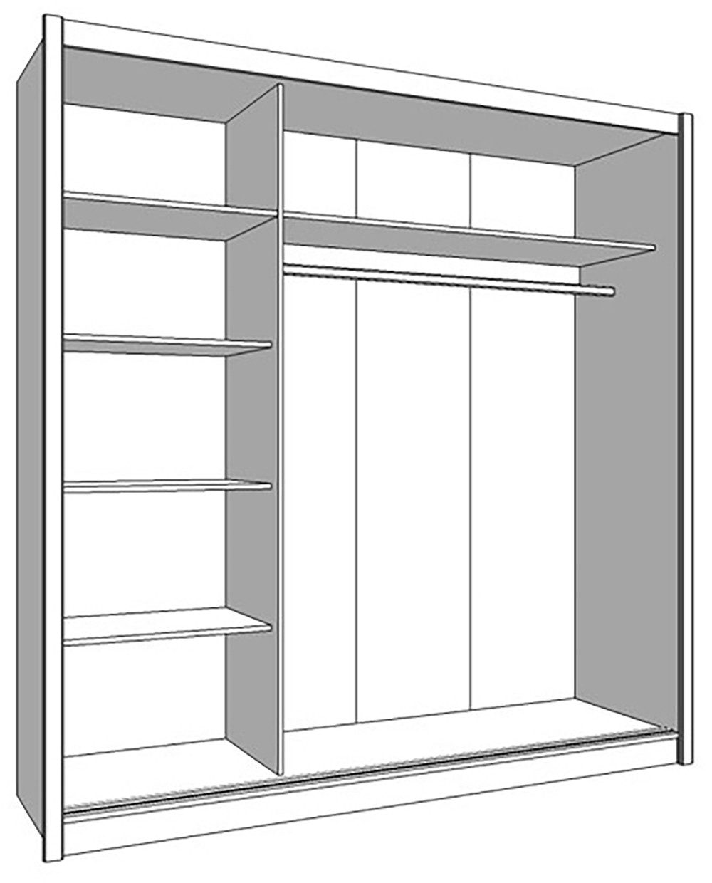 INOSIGN Schuifdeurkast Navara kledingkast met spiegel linnenkast met volledige spiegelfront, fsc®-gecertificeerd, 213,5x215,5x61cm