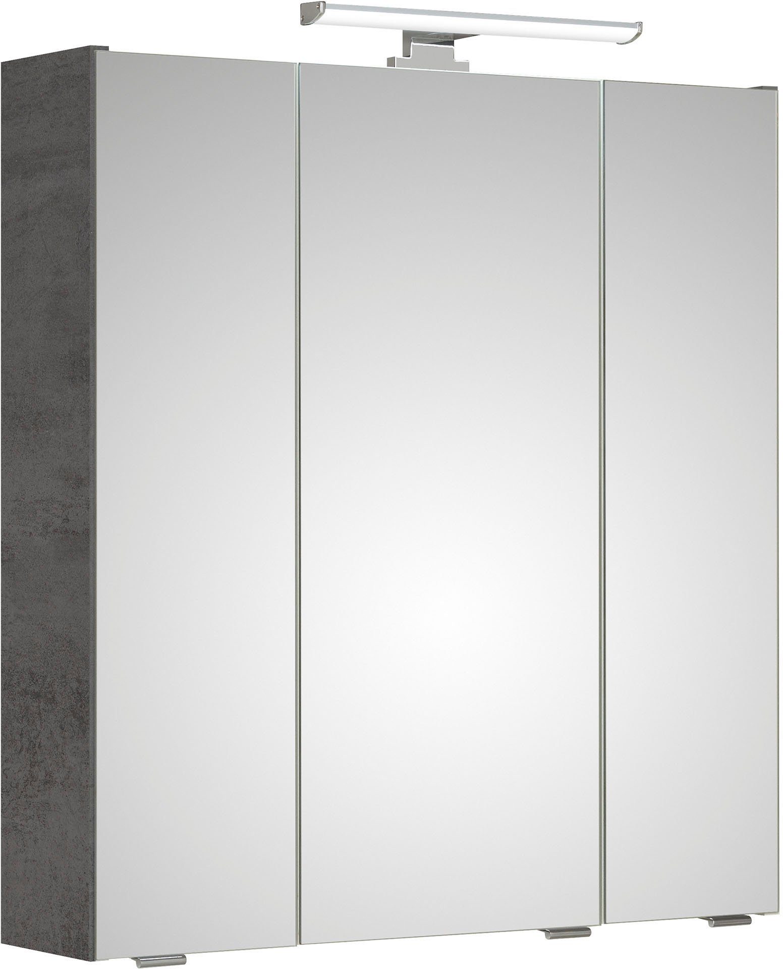 Saphir Badkamerspiegelkast Quickset 945 Badkamermeubel, 3 spiegeldeuren, 6 planken, 65 cm breed