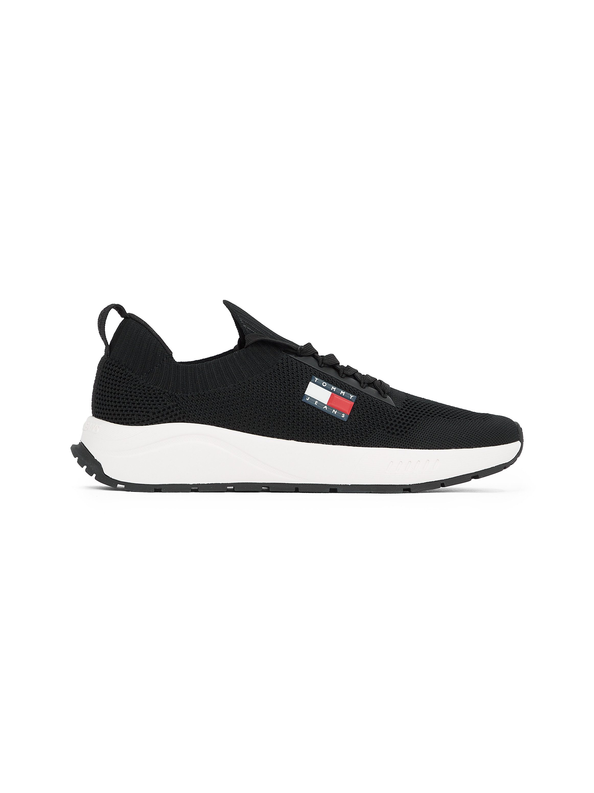 TOMMY JEANS Slip-on sneakers TJM RUNNER KNTITTED , vrijetijdsschoen, lage schoen, slipper met aangebrachte veters