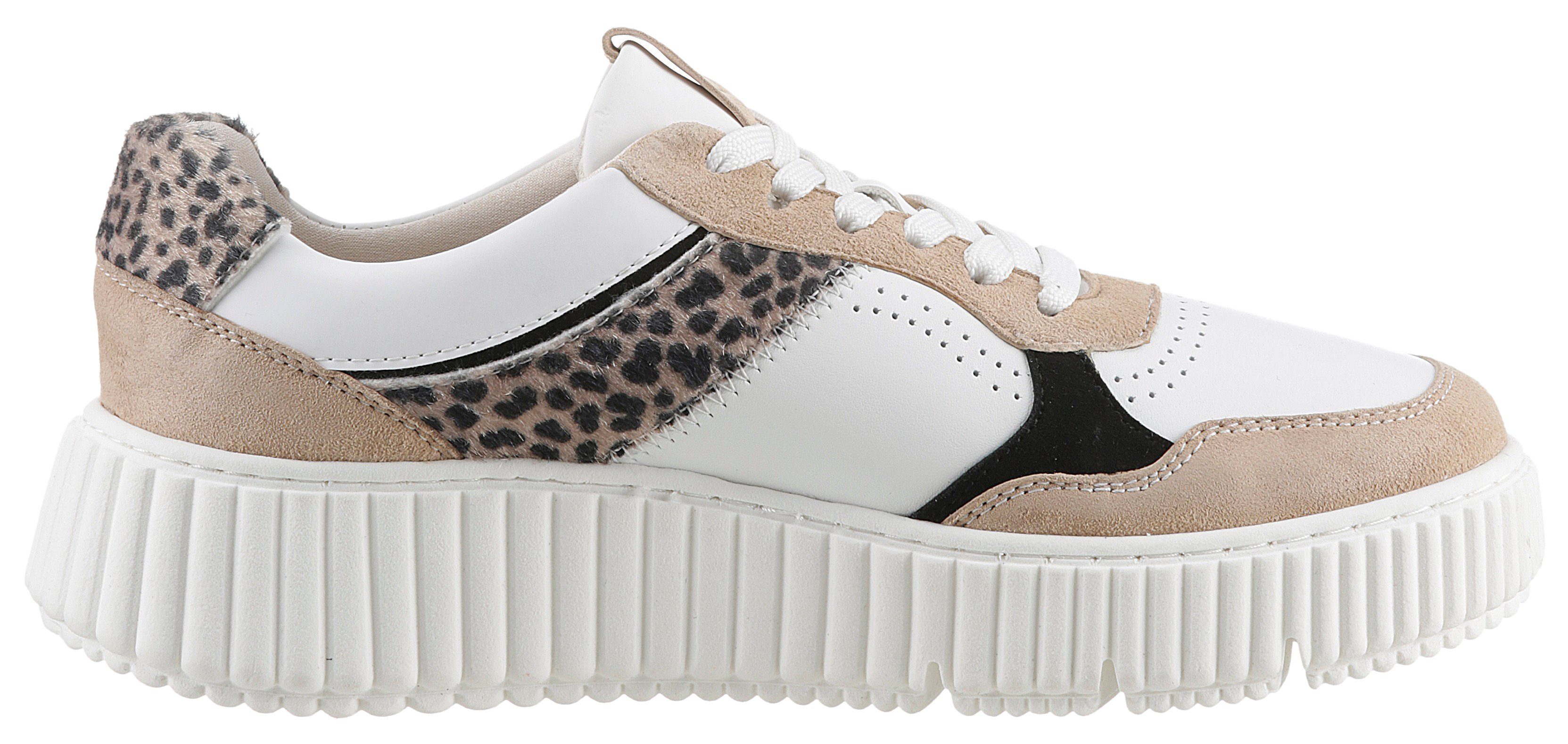 Tamaris Plateausneakers in materiaalmix, vrijetijdsschoen, lage schoen, veterschoen
