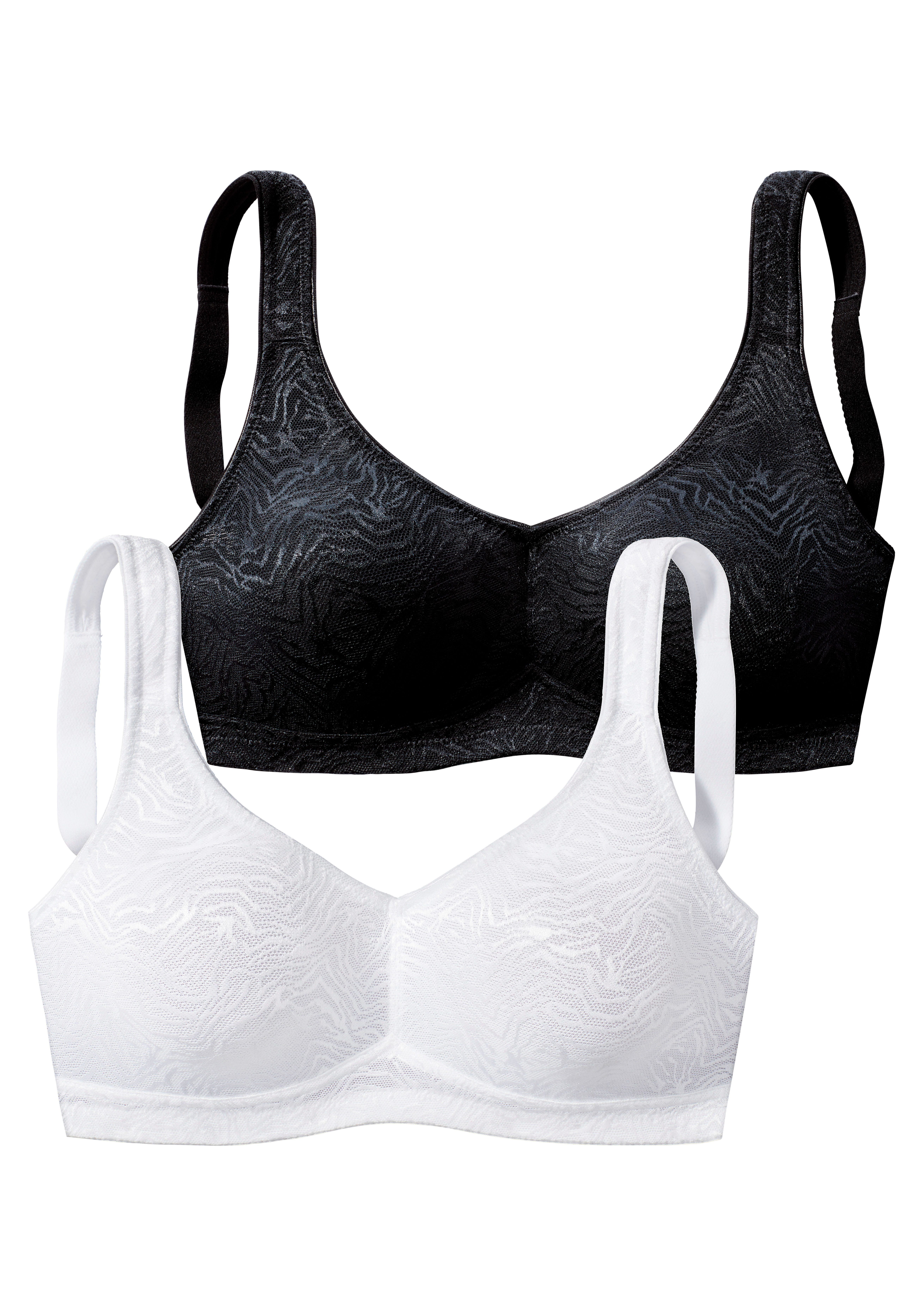 Petite fleur Soft-bh zonder beugel van glanzend jacquardmateriaal in dierenontwerp (Set van 2)