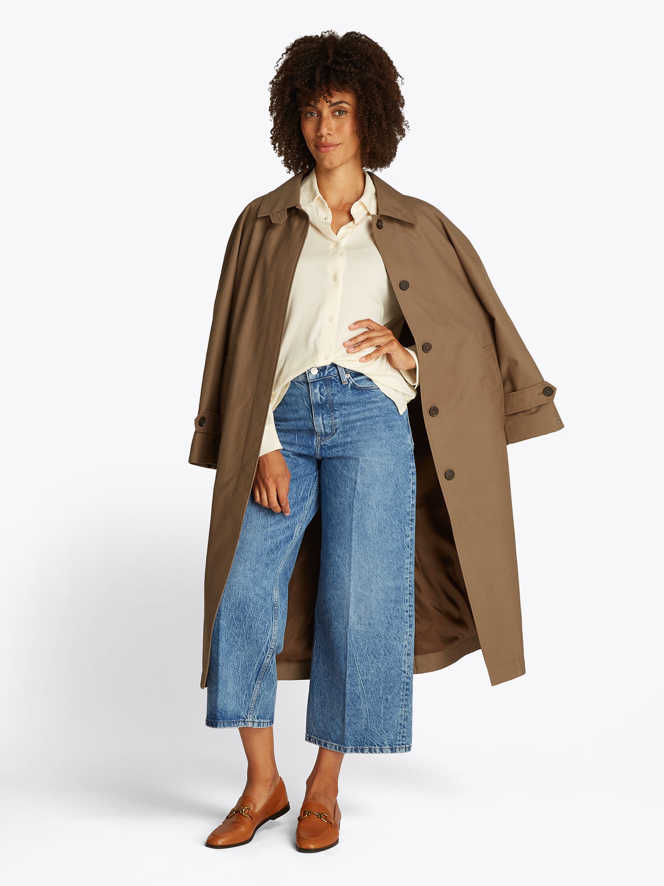 Tommy Hilfiger Wijde jeans WIDE LEG HW LOU met logo-badge, met nagels, met persplooien