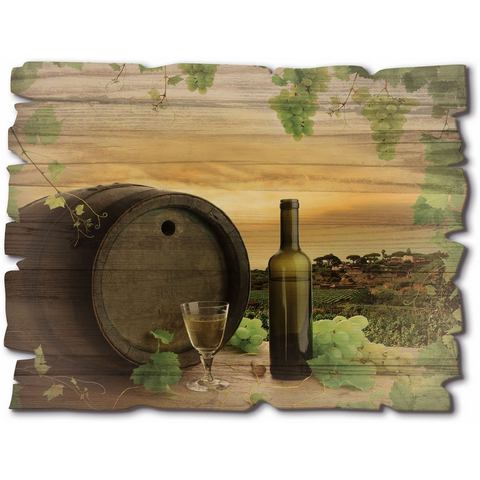 Artland Artprint op hout Wijn druiven wijnstokken wijngaard