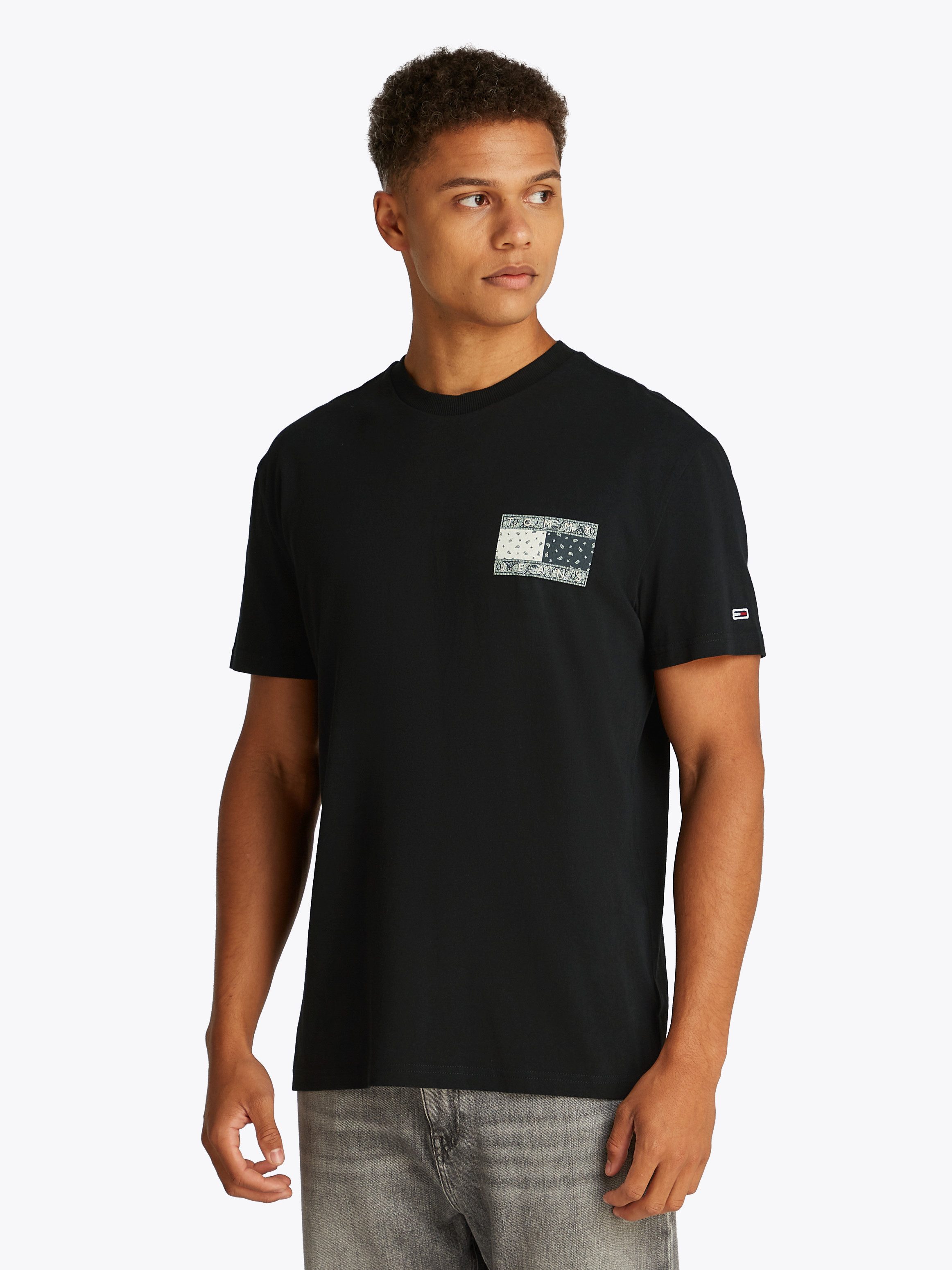 TOMMY JEANS Shirt met korte mouwen TJM REG PAISLEY FLAG TEE EXT heren t-shirts maat L zwart
