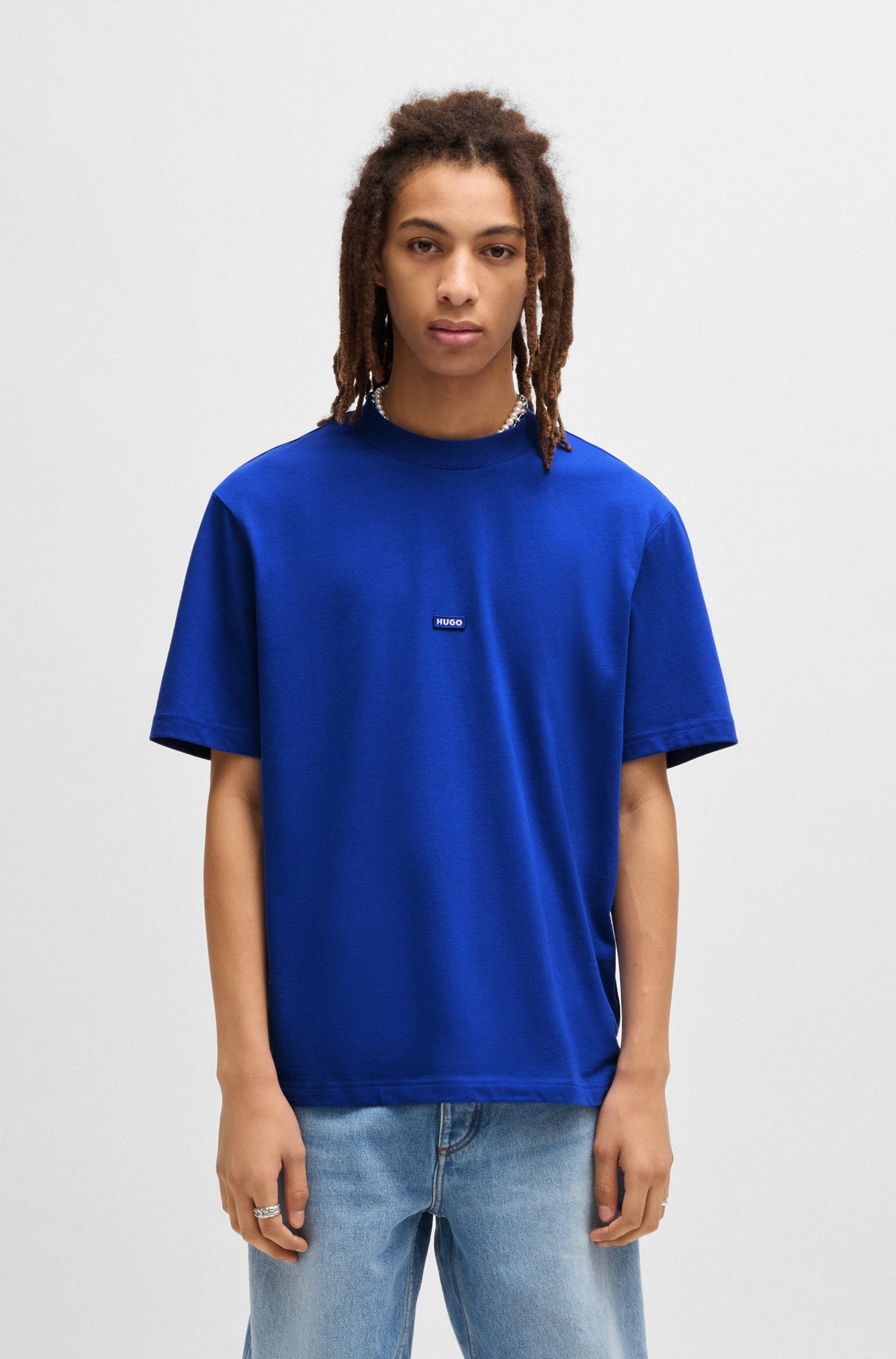 OTTO HUGO Blue T-shirt Nieros met logo-patch heren t-shirts maat XXL blauw