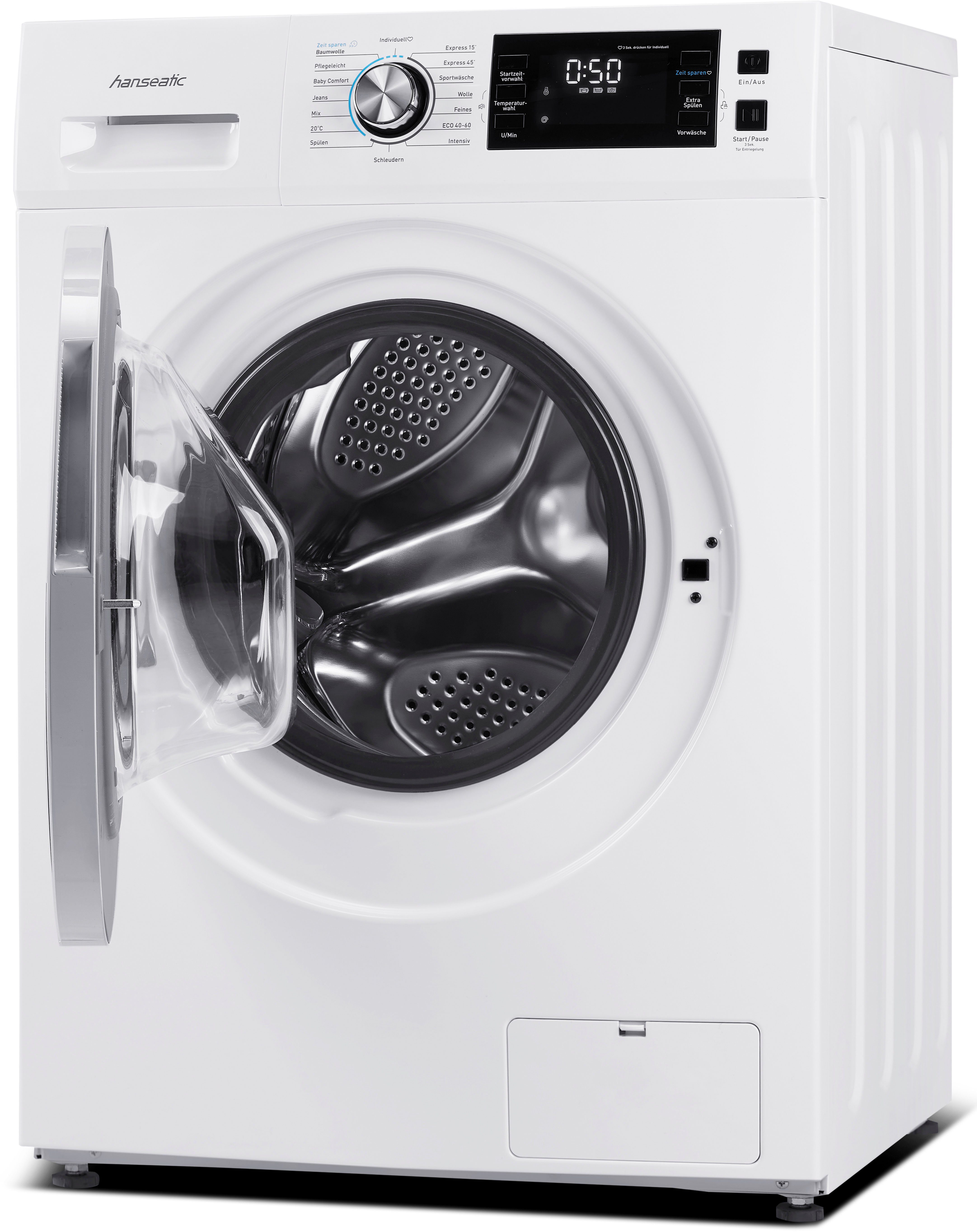 Hanseatic Wasmachine HWMB714C, Voorprogrammeren starttijd, herlaadfunctie