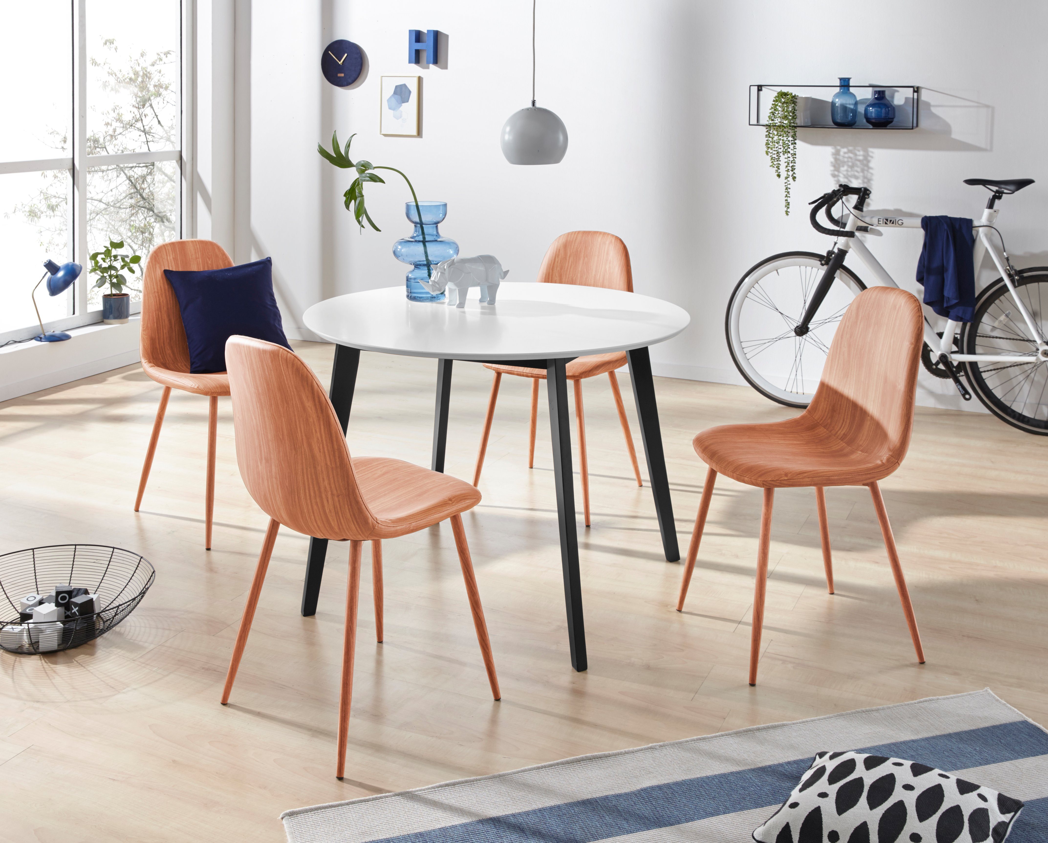 INOSIGN Eetkamerstoel Blackburn van imitatieleer en metalen poten, in 2 kleurvarianten, zithoogte 49 cm