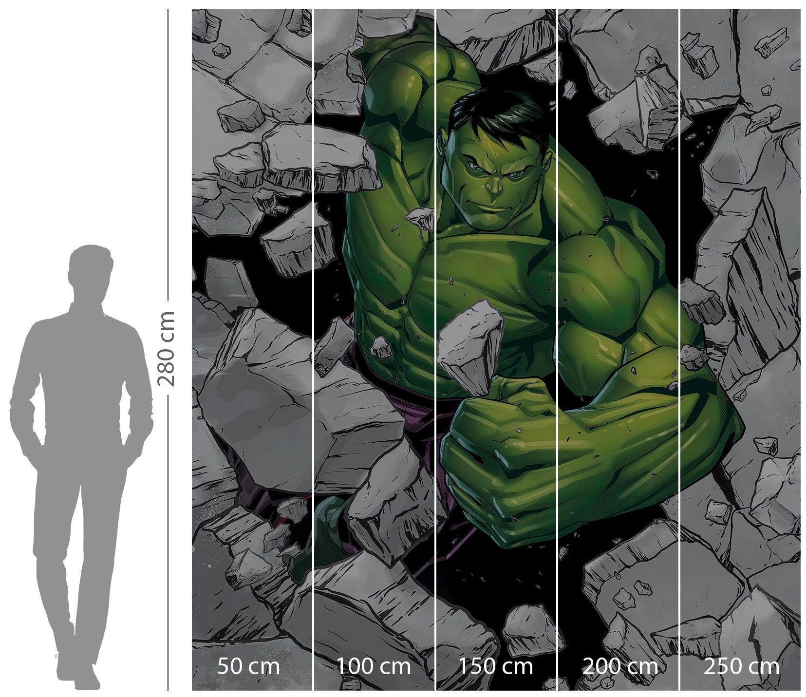 Komar Vliesbehang Digitale print vlies - Hulk Breaker - Afmeting 250 x 280 cm
