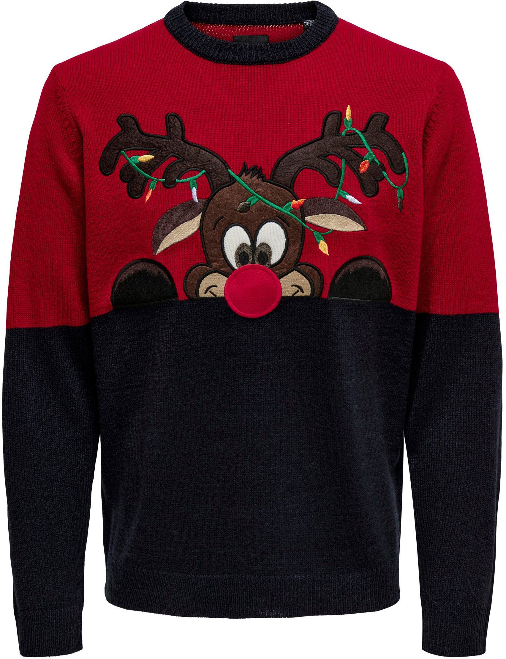 ONLY & SONS Kersttrui met boord aan mouwen en zoom