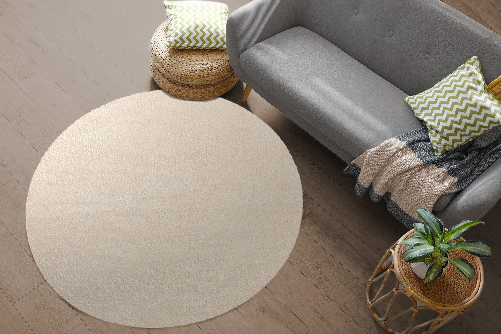 The carpet Vloerkleed Relax round wasbare woonkamer tapijt modern antislip