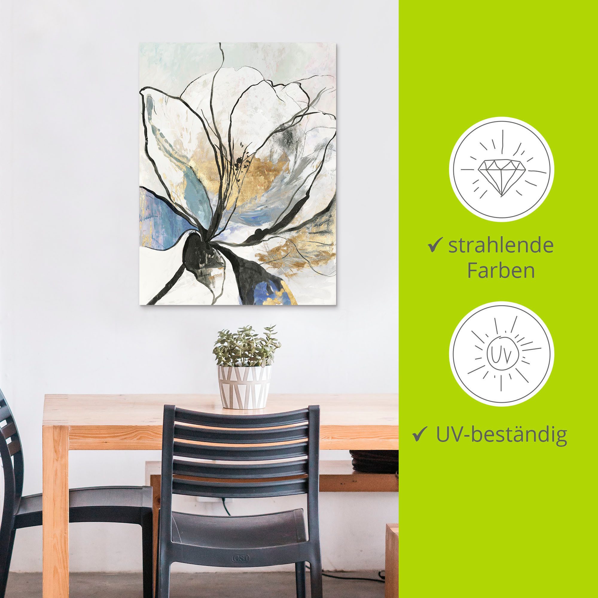 Artland Artprint Geschetst bloemenpatroon I als artprint van aluminium, artprint voor buiten, artprint op linnen, poster, muursticker