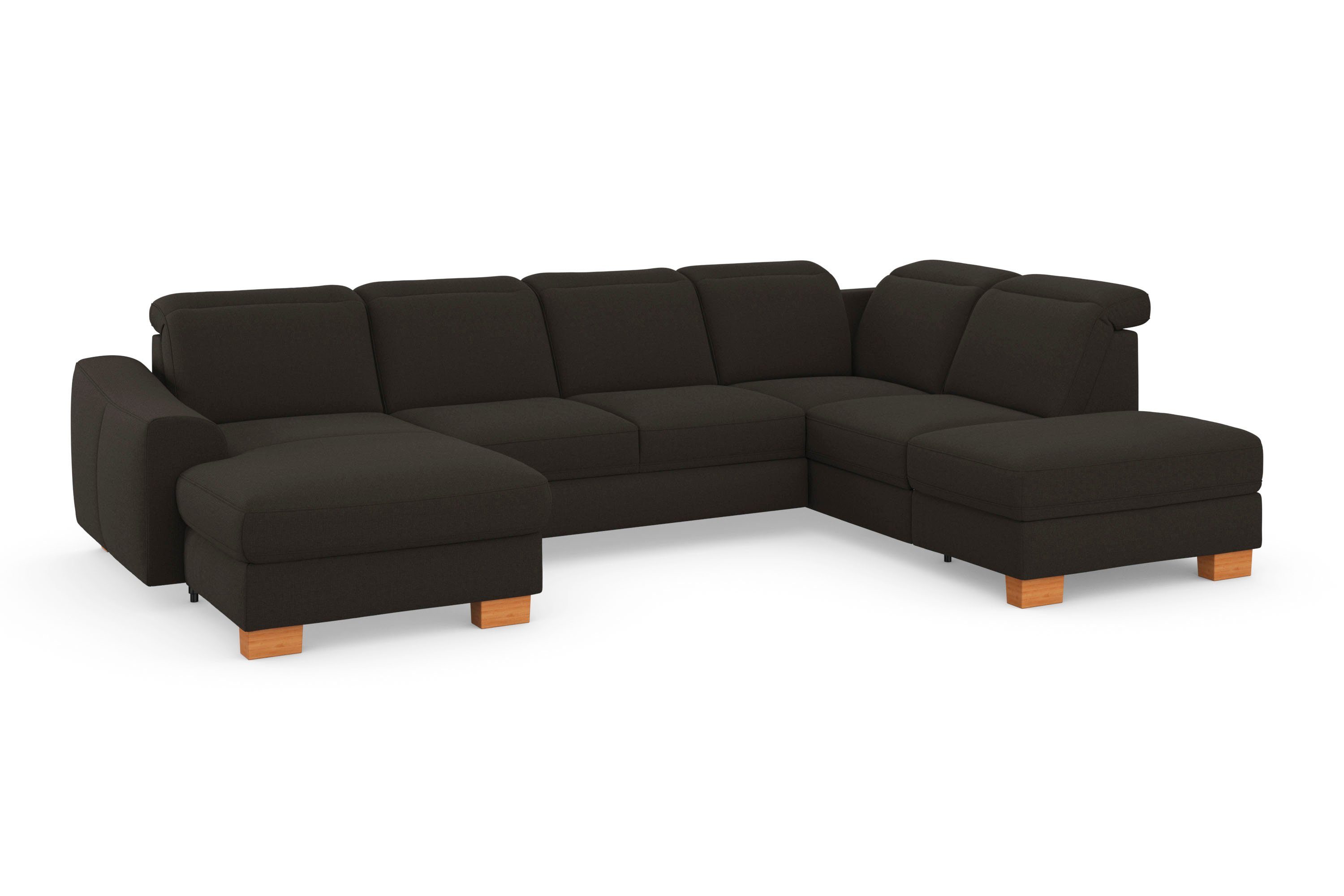 sit&more Zithoek Dundee U-vorm met binnenvering en massief houten poten, naar keuze met verstelbare hoofdsteun