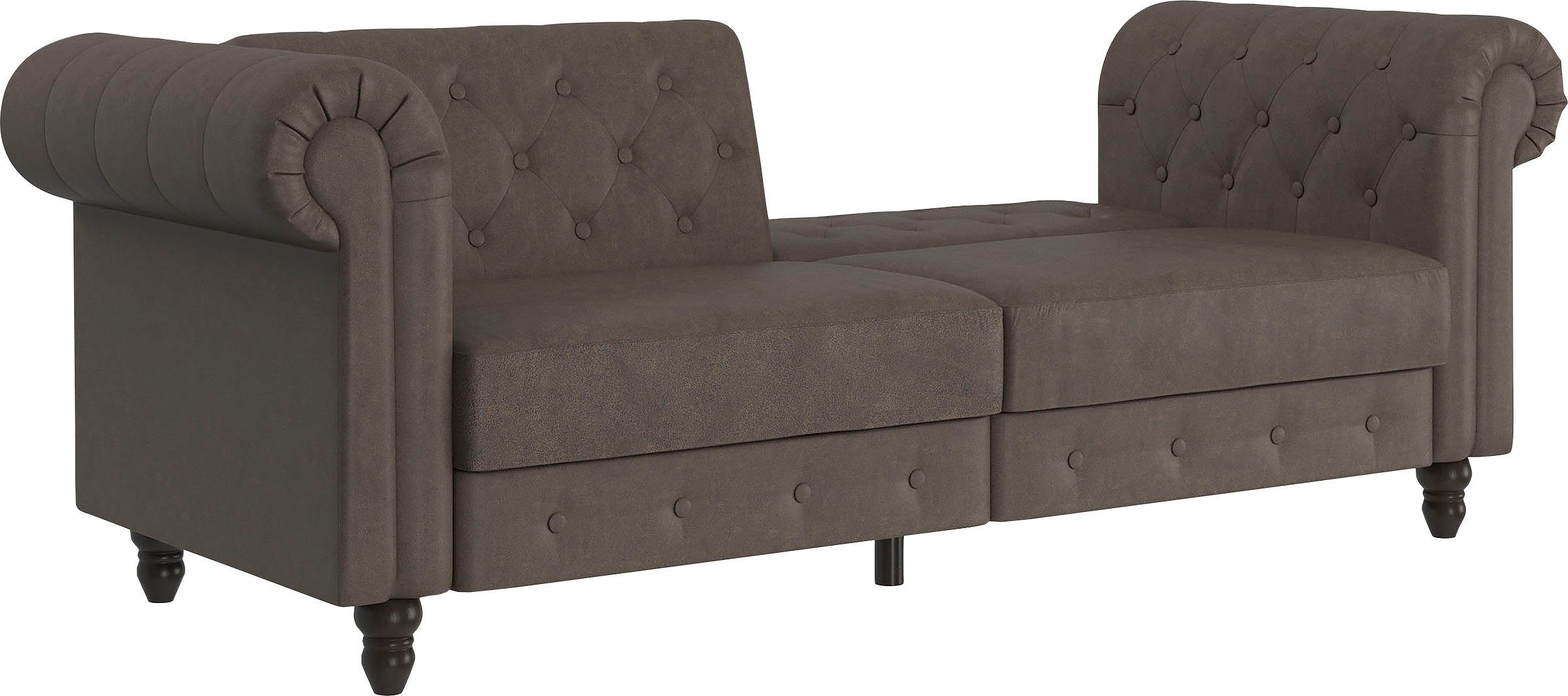 Dorel Home 3-zitsbank Felix, slaapbank 236 cm(ligoppervlak 108 x 190 cm), rugleuning 3-voudig verstelbaar, velours, kunstleer, luxe vintage microvezel