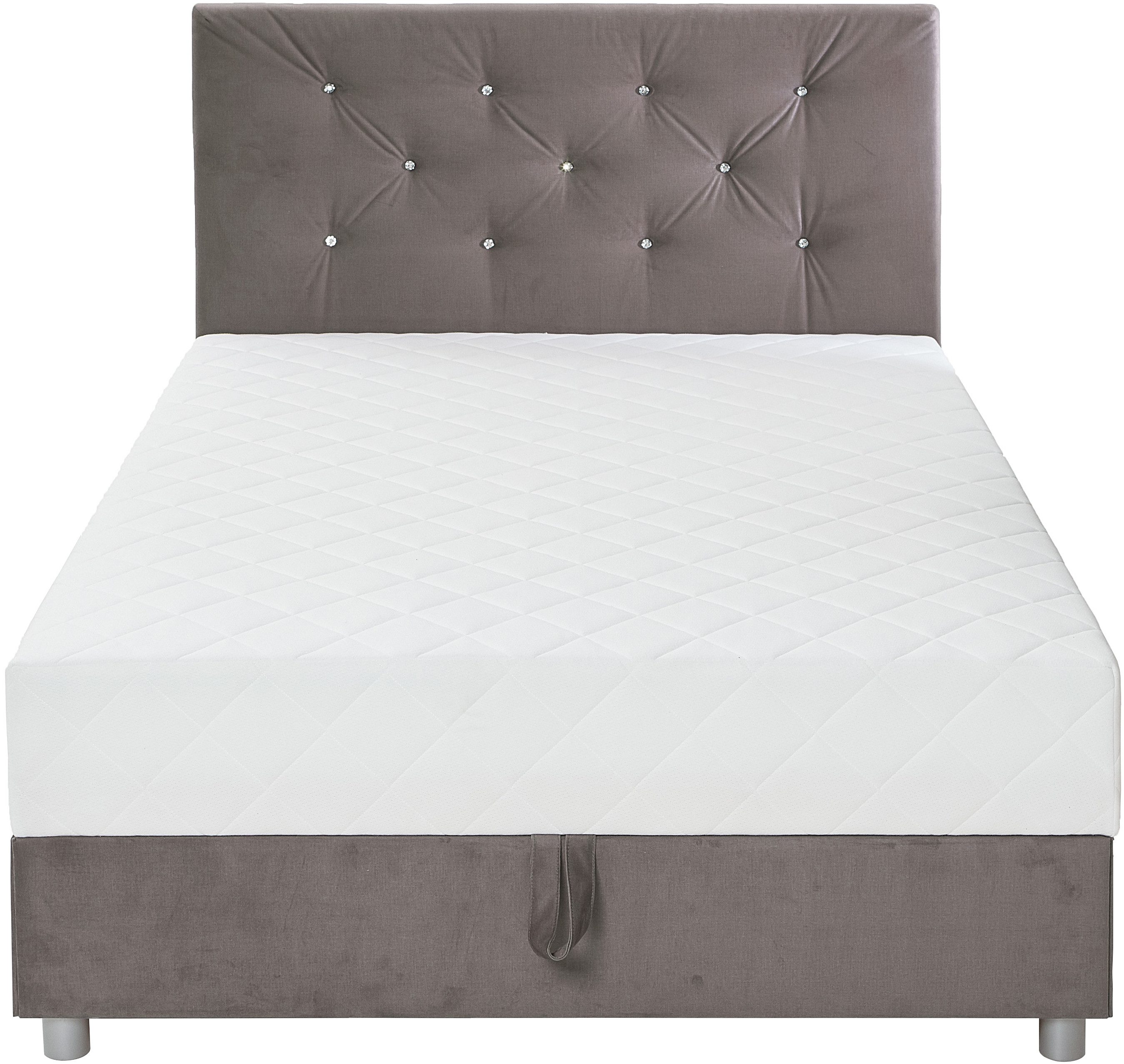 ATLANTIC home collection Boxspring CELIA in hoogwaardige fluweellook met pocketveringsmatras, bedkist en strassteentjes