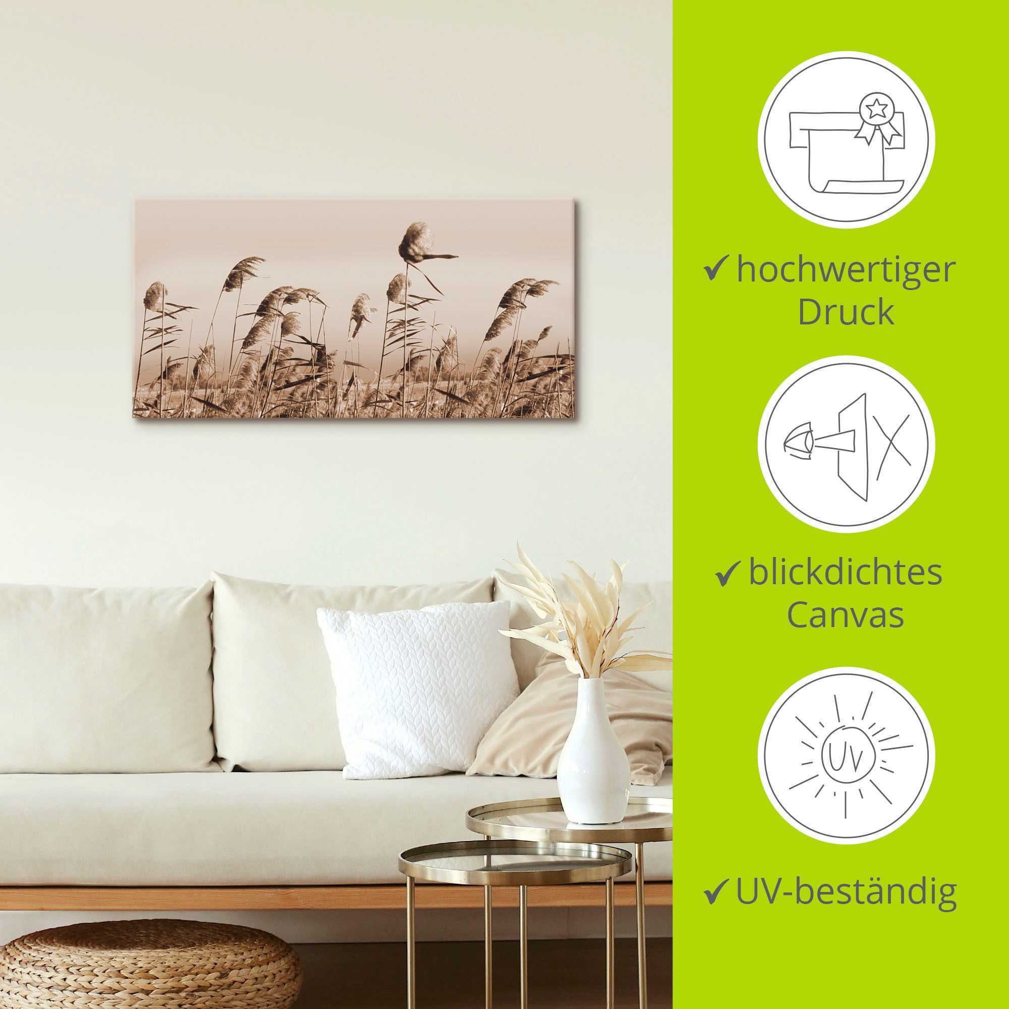 Artland Artprint Grassen als artprint van aluminium, artprint voor buiten, artprint op linnen, poster, muursticker
